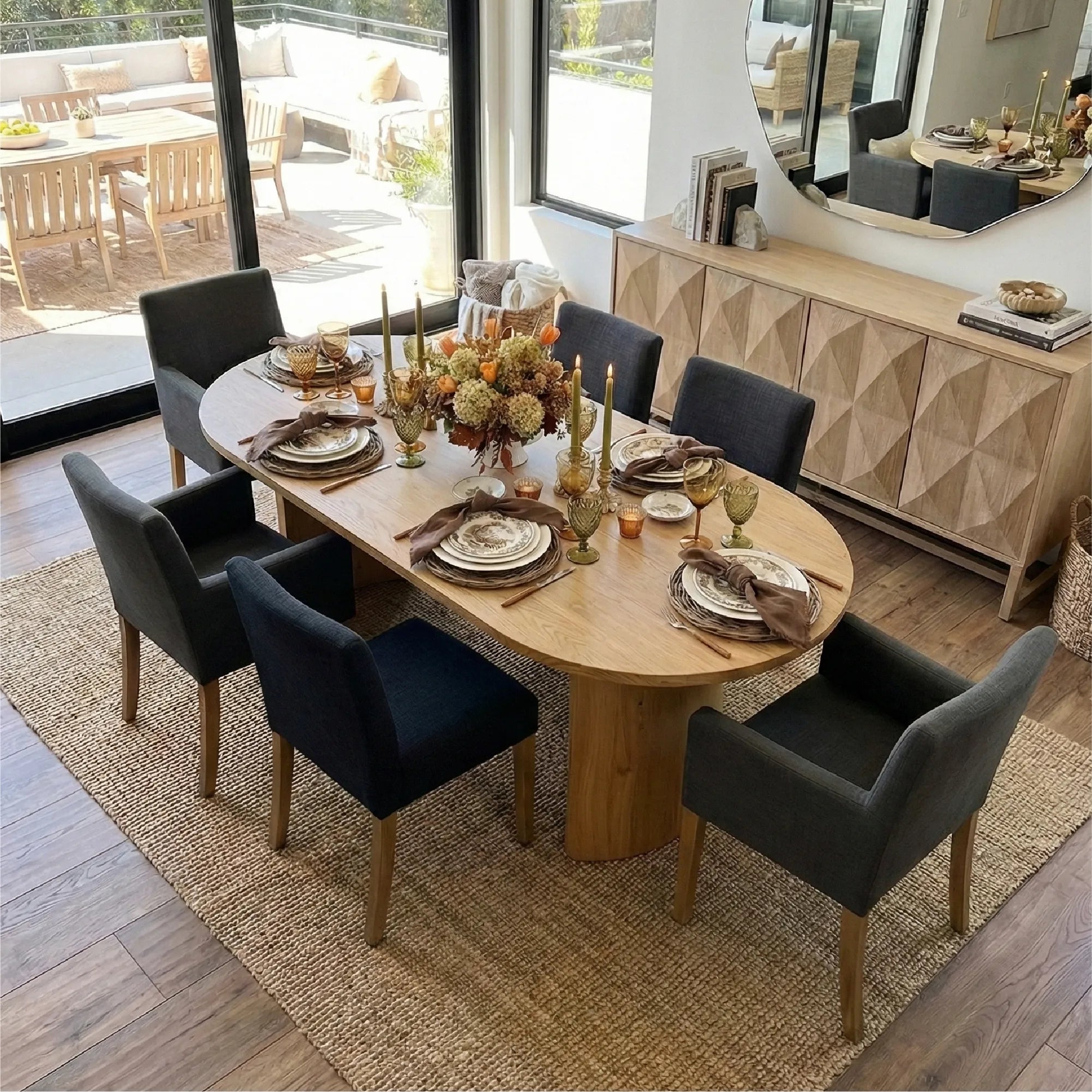 Dwen & North 79" Oval Dining Table Set for 6 (7-Piece)