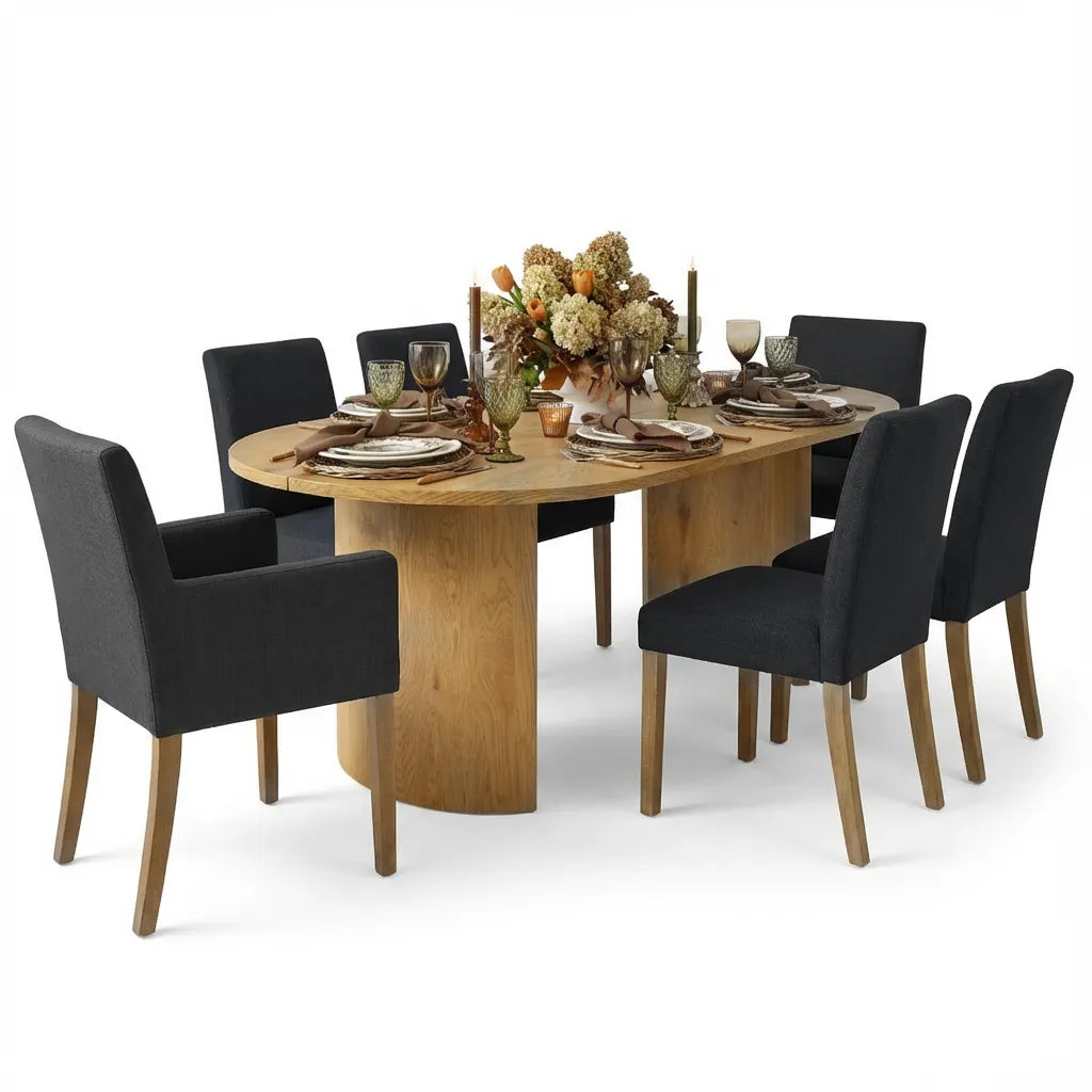 Dwen & North 79" Oval Dining Table Set for 6 (7-Piece)