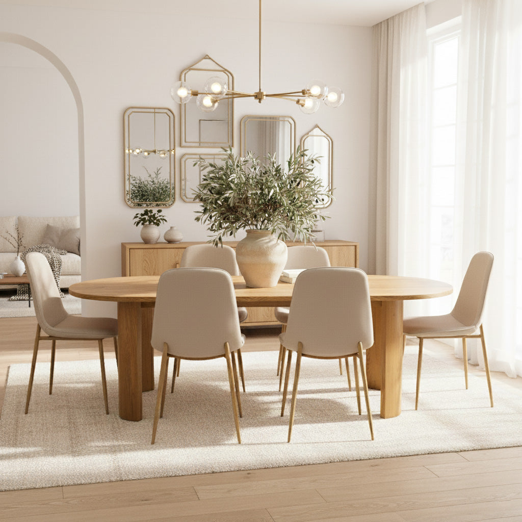 Dwen & Oslo 79" Oval Dining Table Set for 6 (7-Piece)
