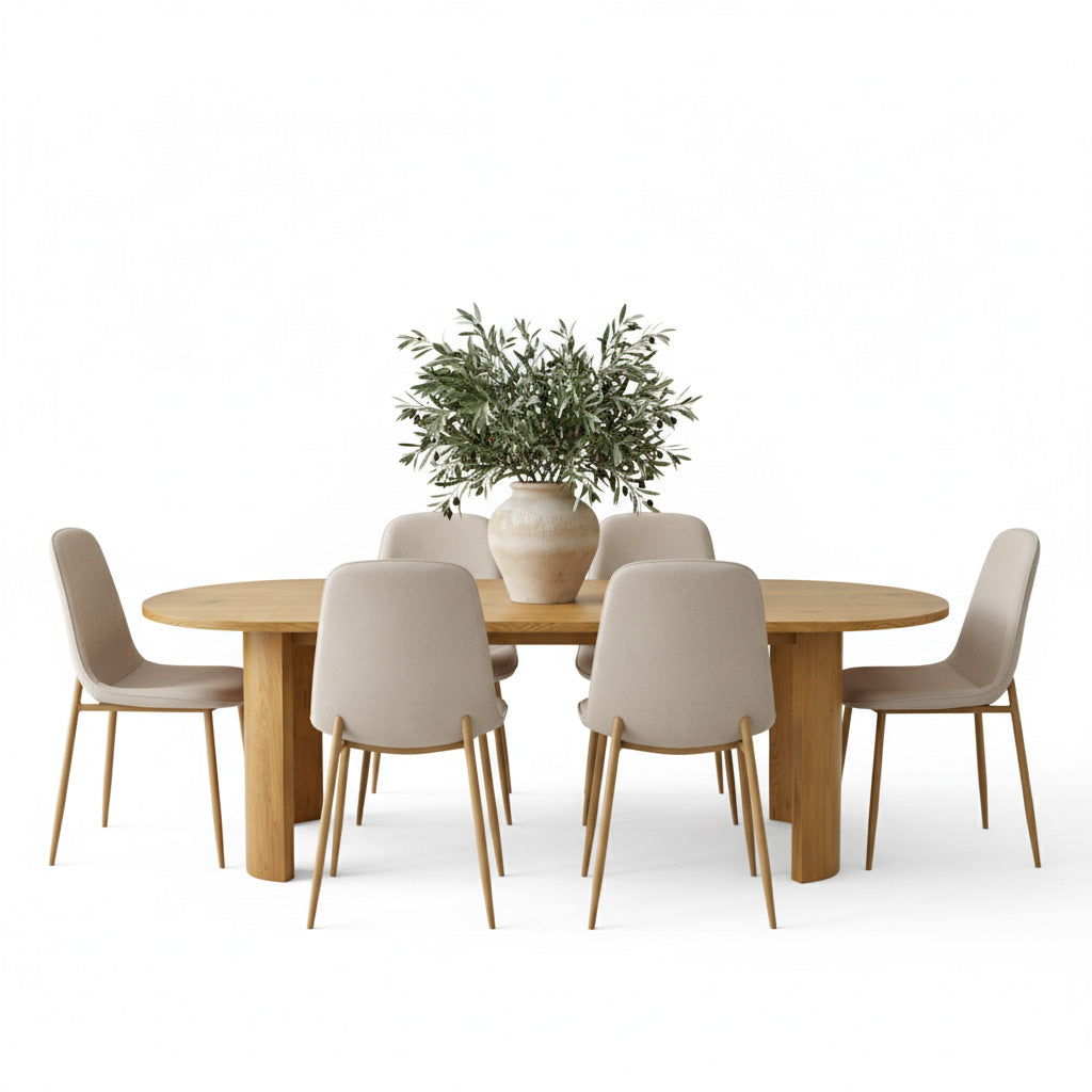 Dwen & Oslo 79" Oval Dining Table Set for 6 (7-Piece)