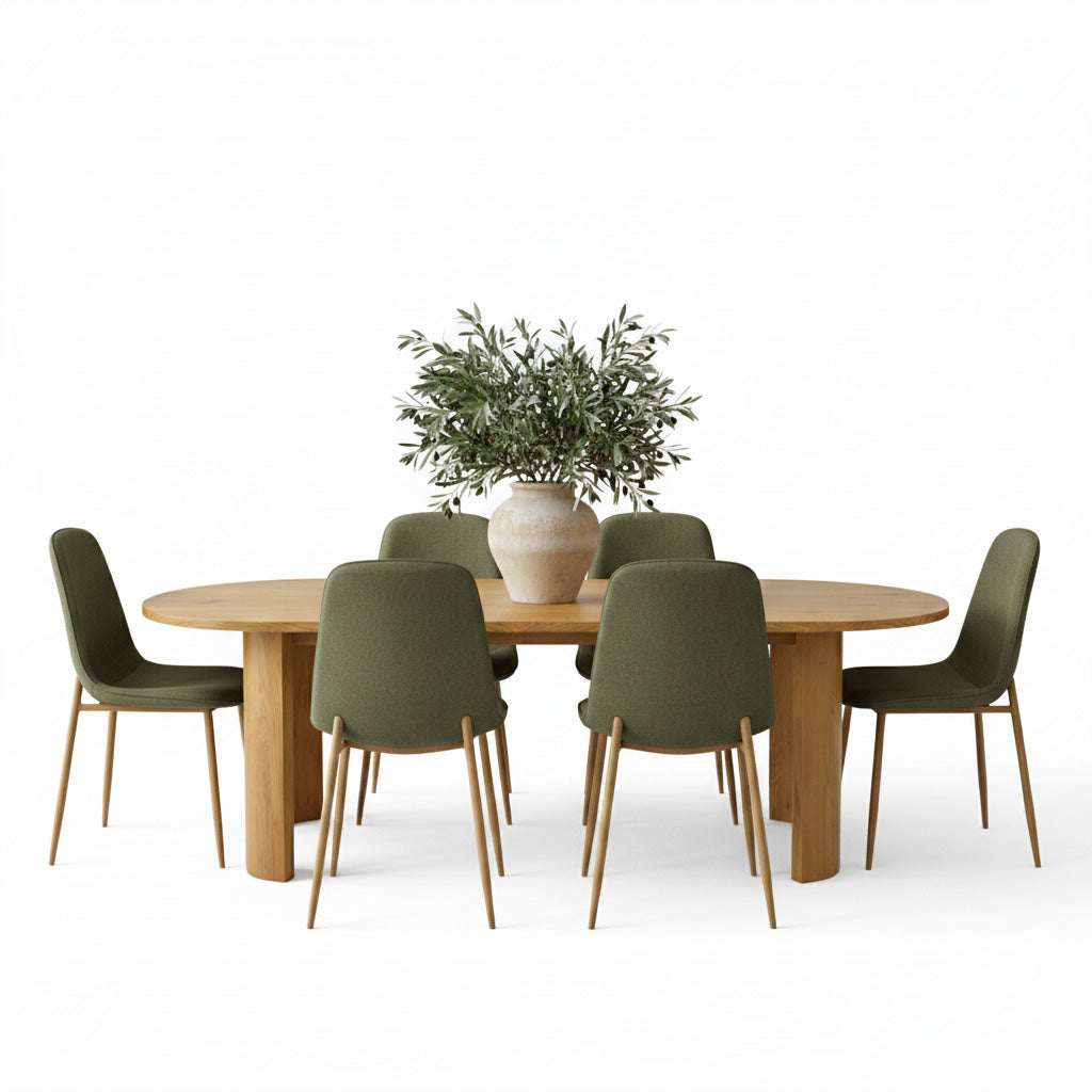 Dwen & Oslo 79" Oval Dining Table Set for 6 (7-Piece)