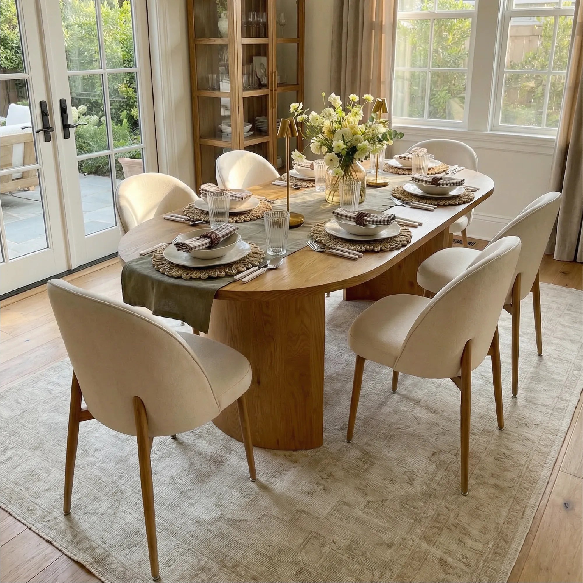 Dwen & Goteborg 79" Oval Dining Table Set for 6 (7-Piece)