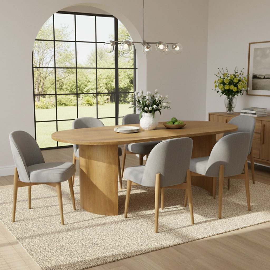 Havana Linen Upholstered Dining Chair with Solid Wood Legs (Set of 2)