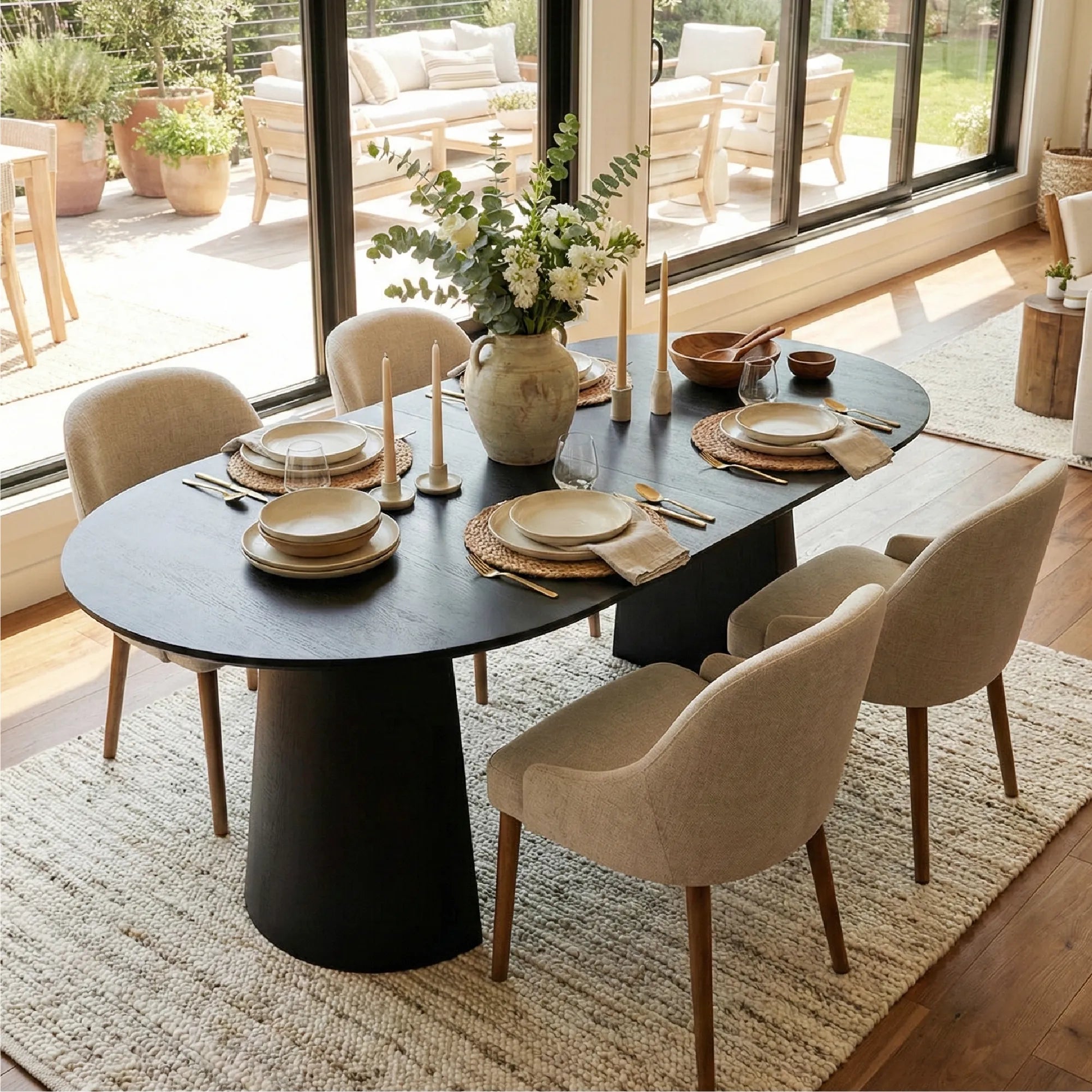 Dwen 47"-65"-83" Extendable Oval Dining Table – 3-in-1 Design