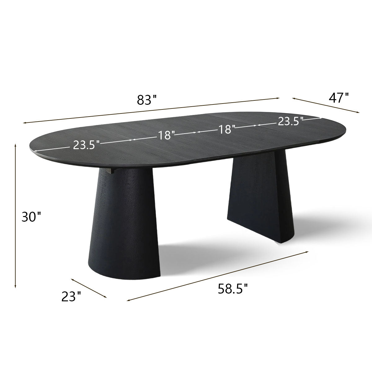 Dwen 47"-65"-83" Extendable Oval Dining Table – 3-in-1 Design