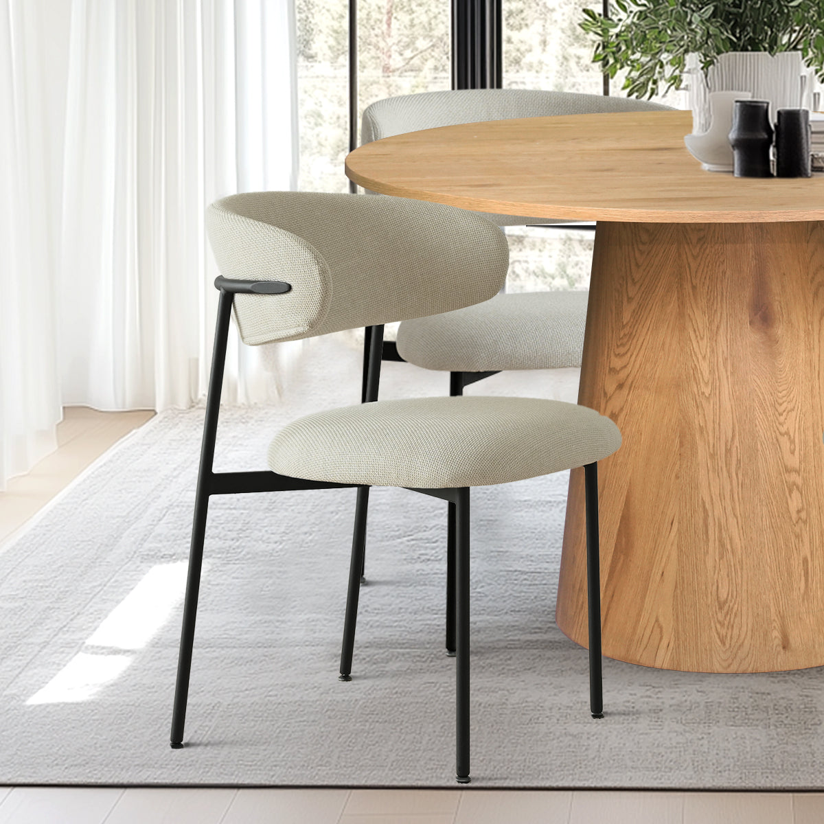 Dwen & Merida 46" Modern Round Dining Table Set for 4 (5-Piece)