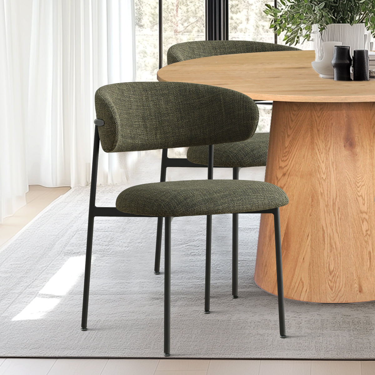 Dwen & Merida 46" Modern Round Dining Table Set for 4 (5-Piece)