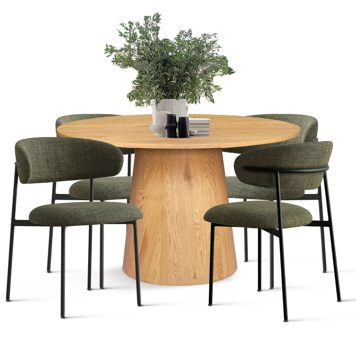 Dwen & Merida 46" Modern Round Dining Table Set for 4 (5-Piece)