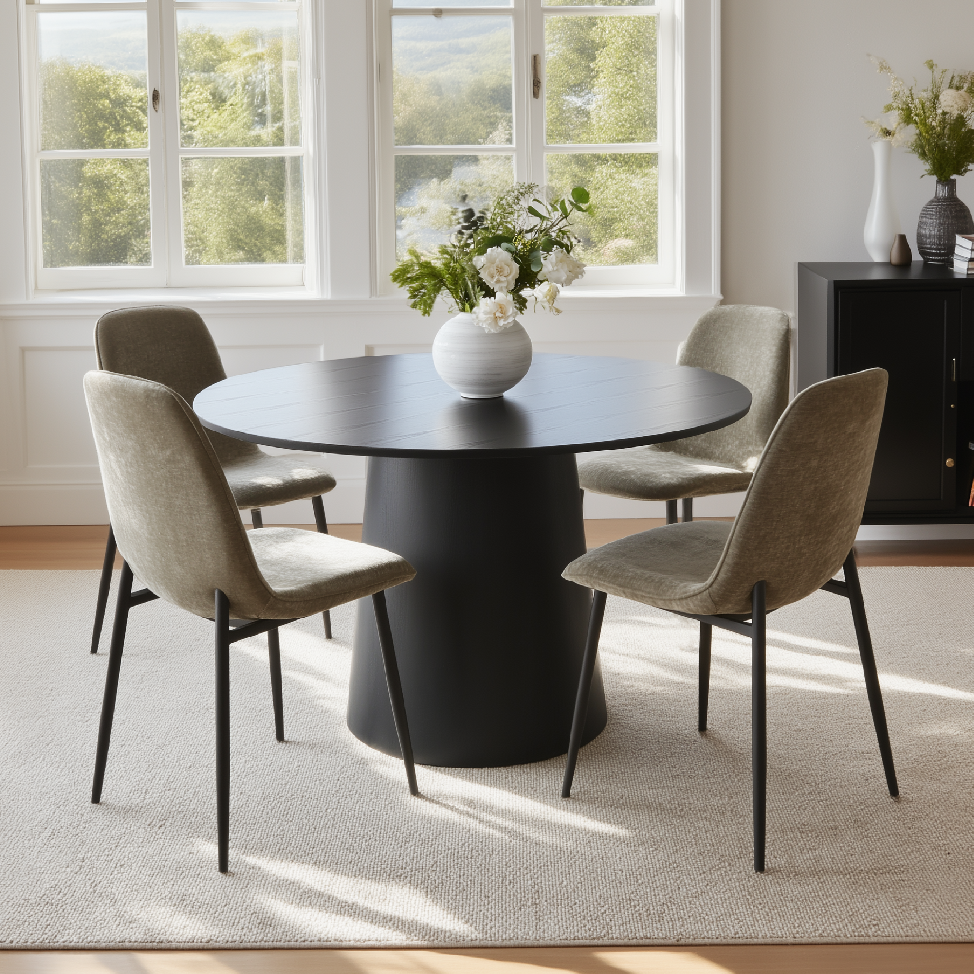 Oslo Modern Chenille Dining Chair with Metal Legs (Set of 4)