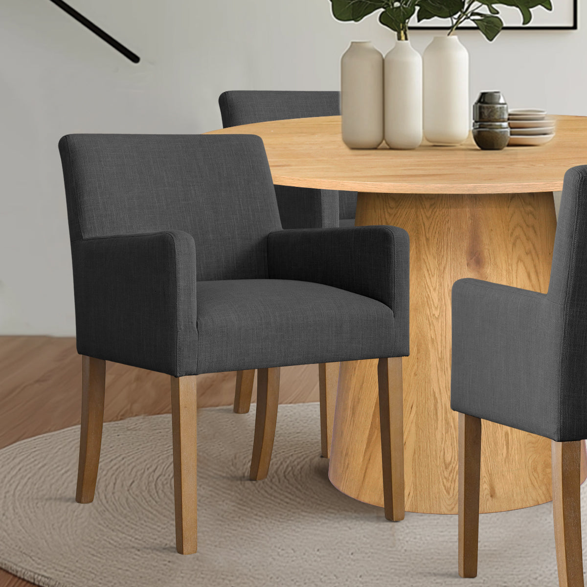 Dwen & North 46" Round Dining Table Set for 4 with Arms (5-Piece)