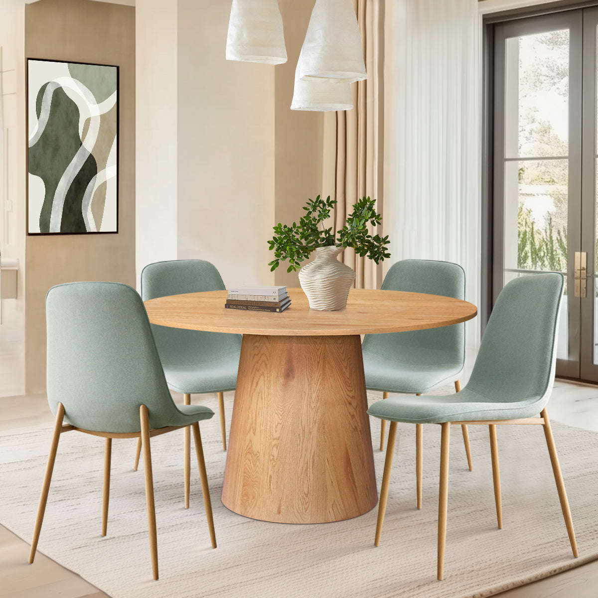 Dwen & Oslo 46" Round Dining Table Set for 4 (5-Piece)