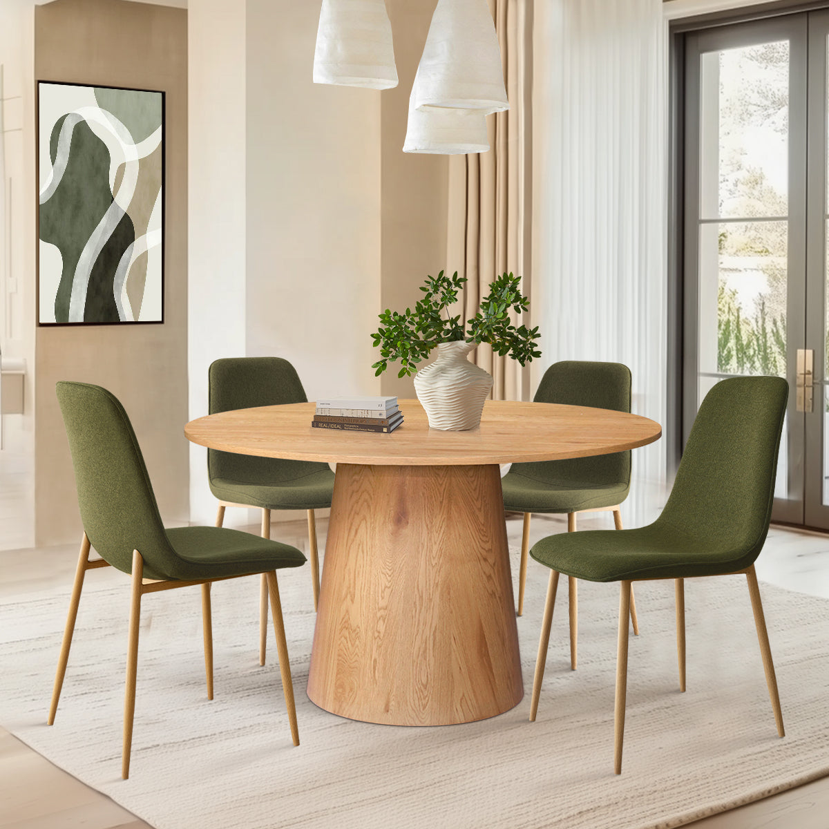 Dwen & Oslo 46" Round Dining Table Set for 4 (5-Piece)