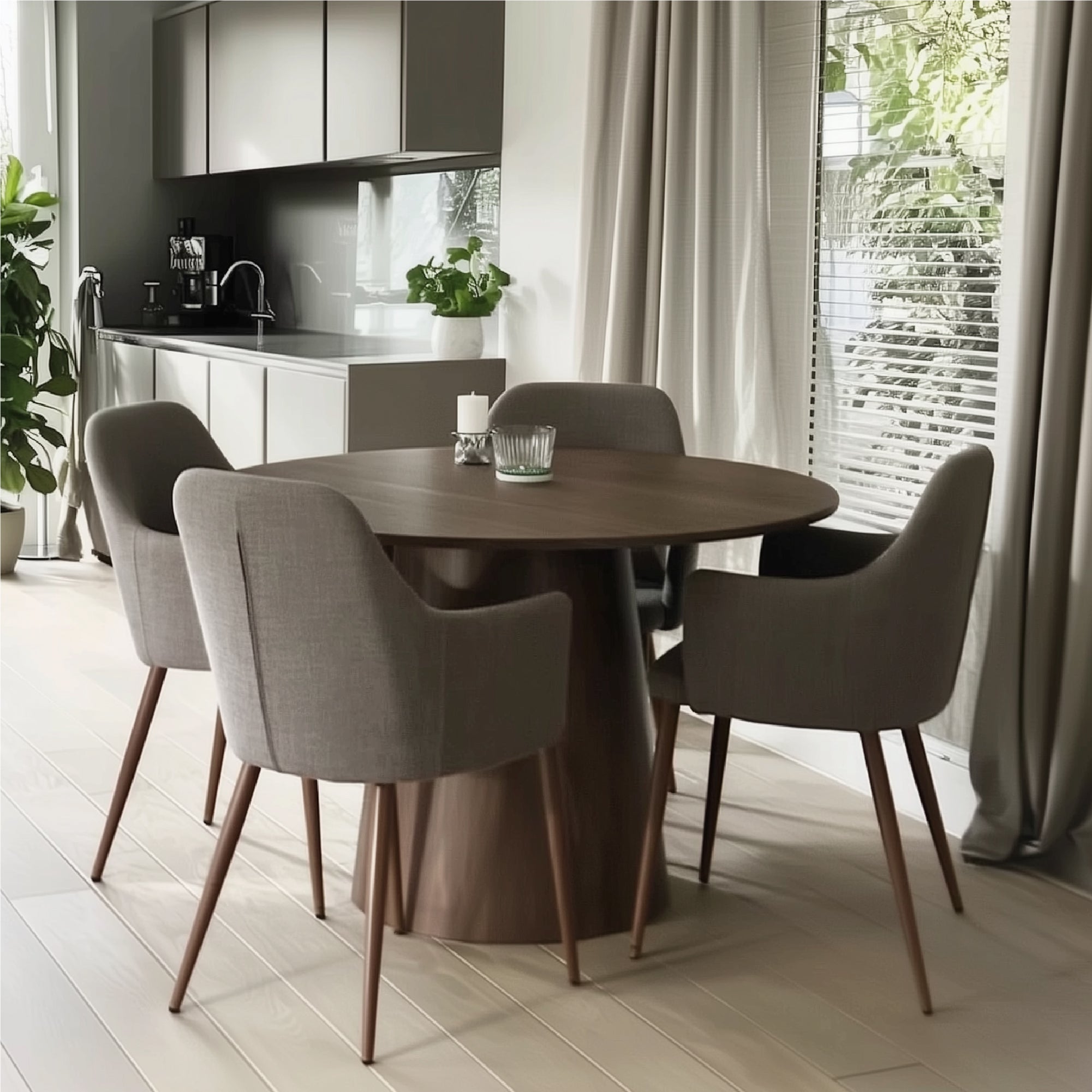 Dwen 46" Modern Round Pedestal Dining Table