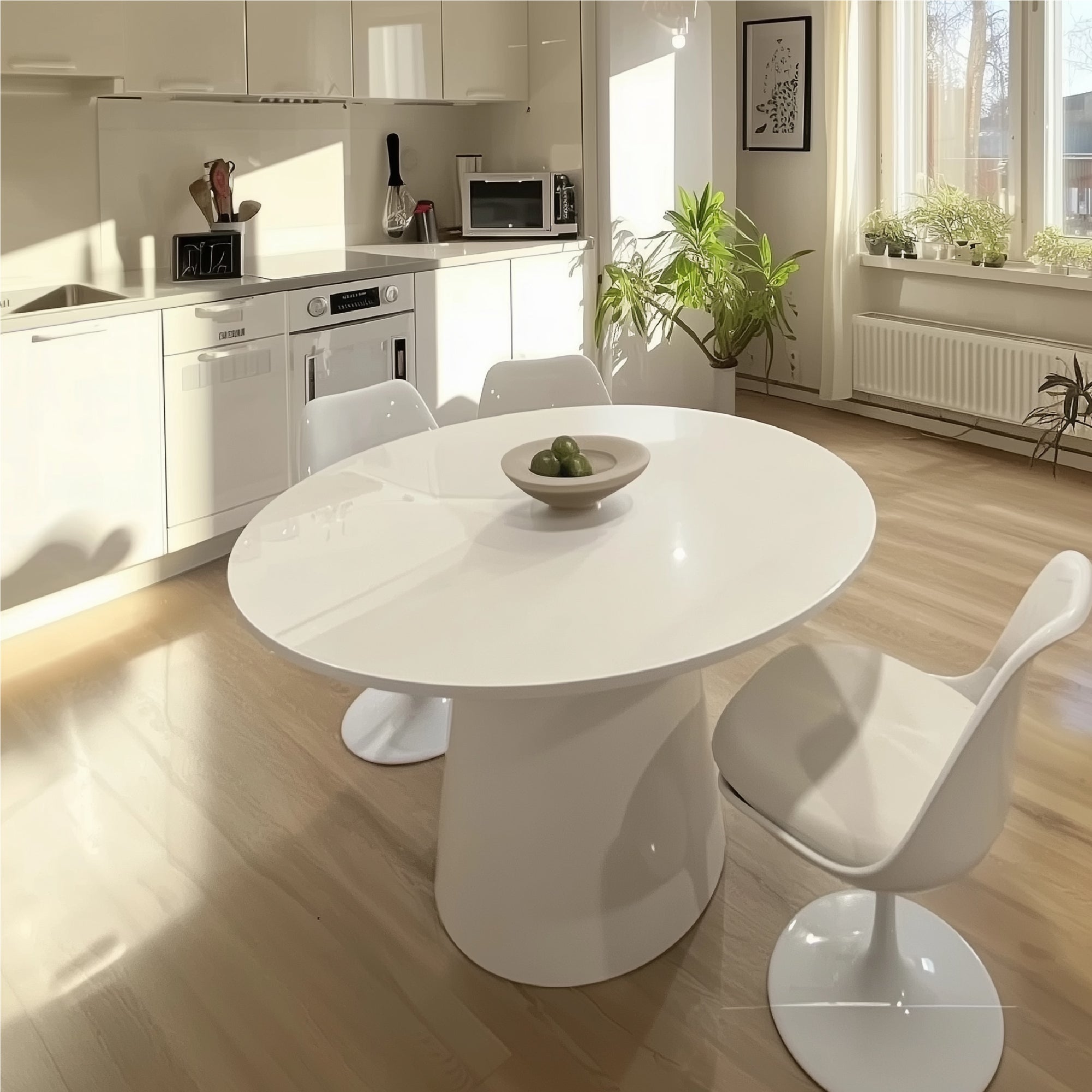 Dwen 46" Modern Round Pedestal Dining Table