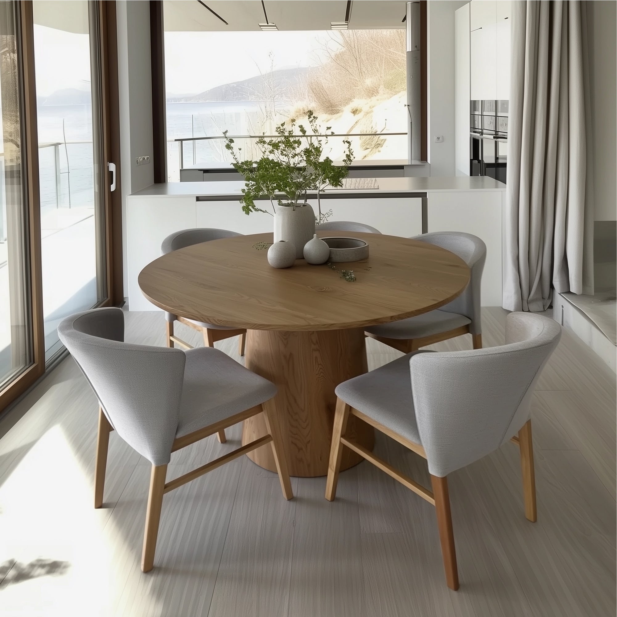 Dwen 46" Modern Round Pedestal Dining Table