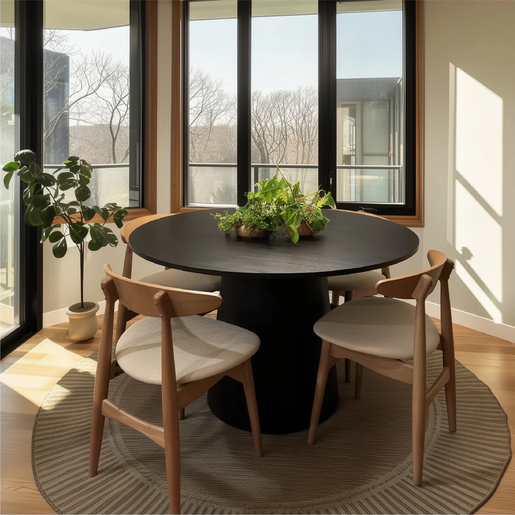 Dwen 46" Modern Round Pedestal Dining Table