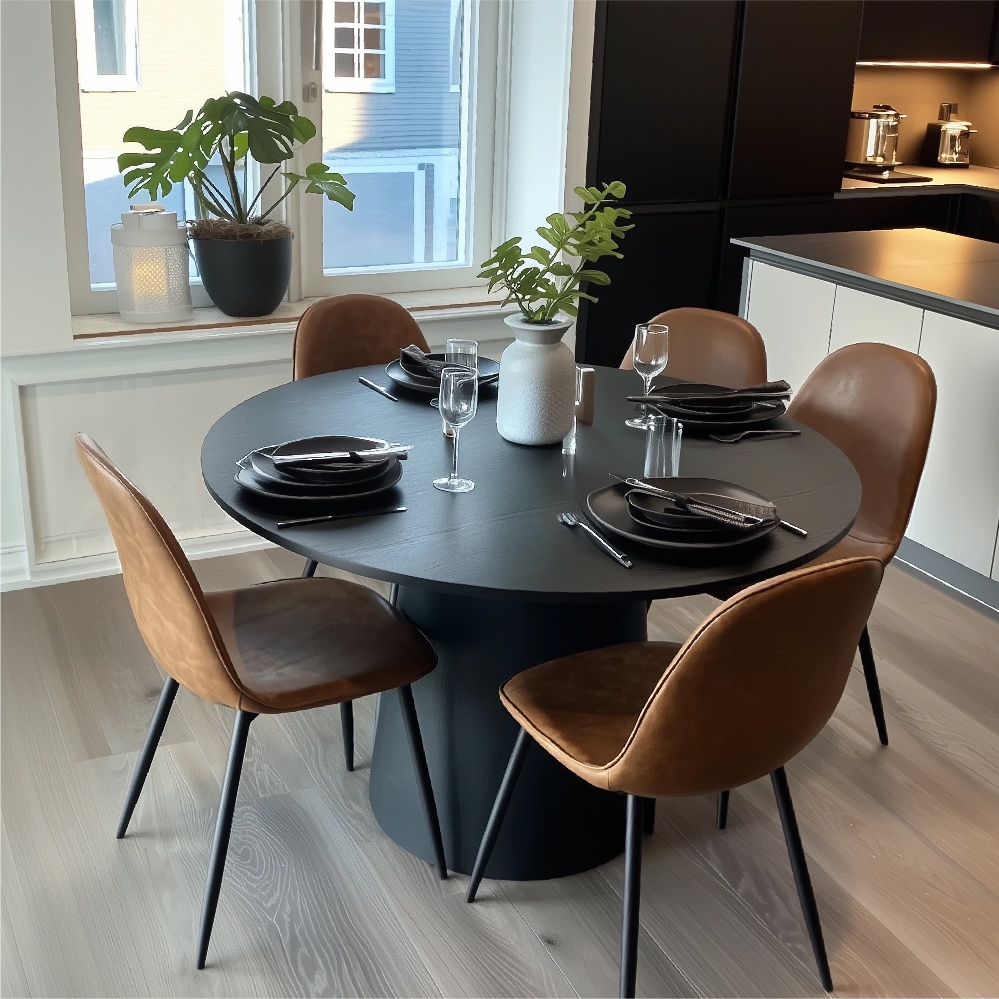 Dwen 46" Modern Round Pedestal Dining Table