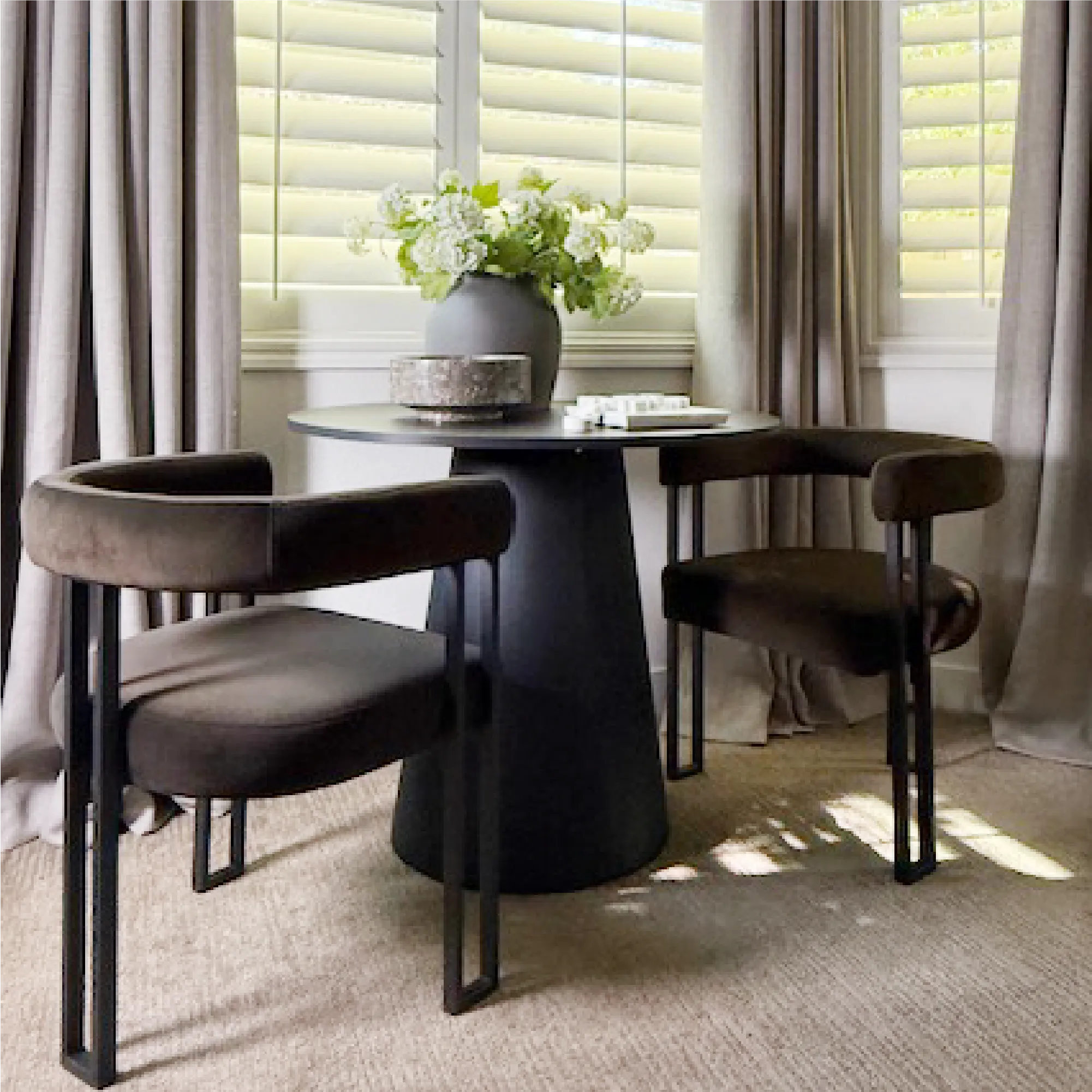 Mia Velvet Dining Chair with Arms (Set of 2)