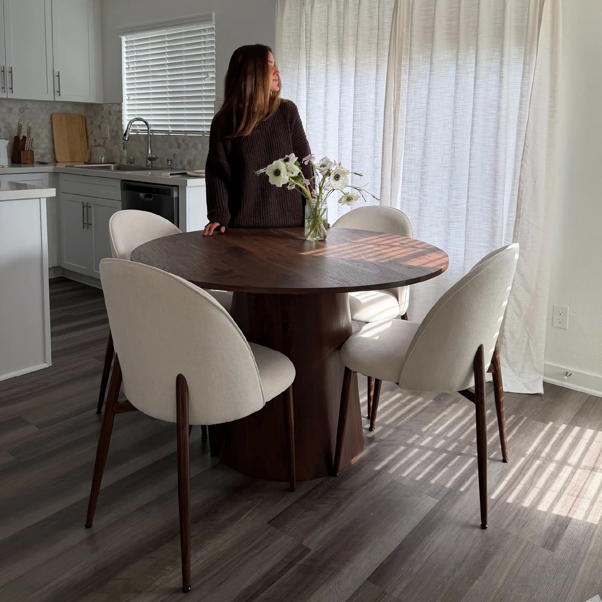 Goteborg Upholstered Dining Chair with Walnut legs (Set of 4)