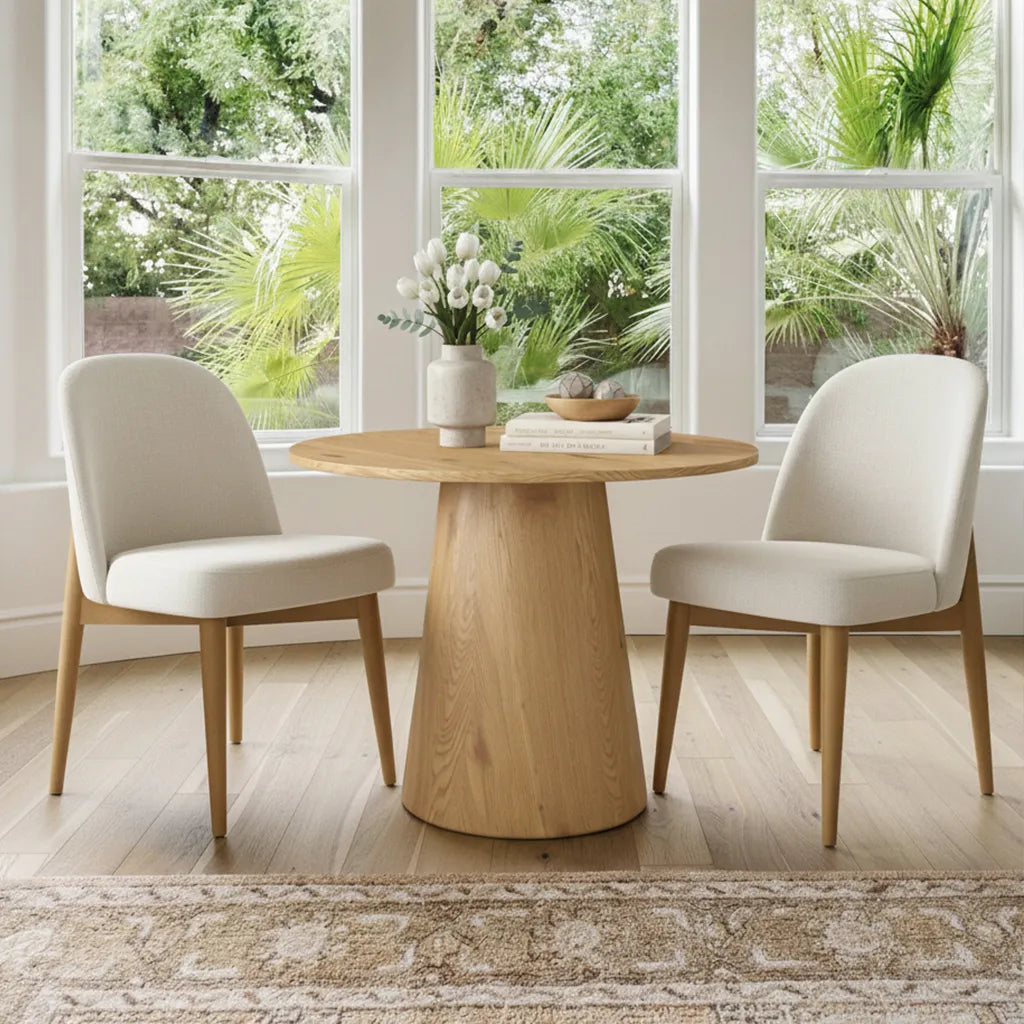 Havana Linen Upholstered Dining Chair with Solid Wood Legs (Set of 2)