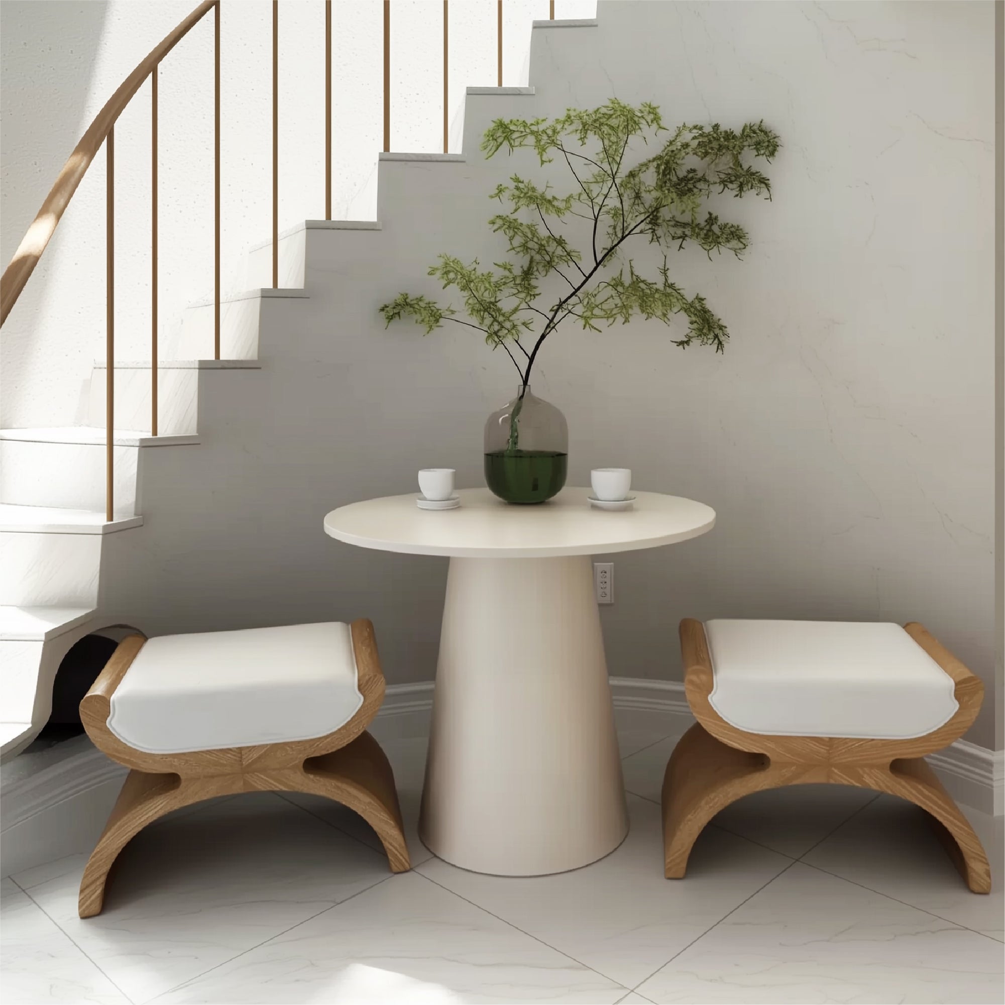 Dwen 35" Modern Round Pedestal Console Table