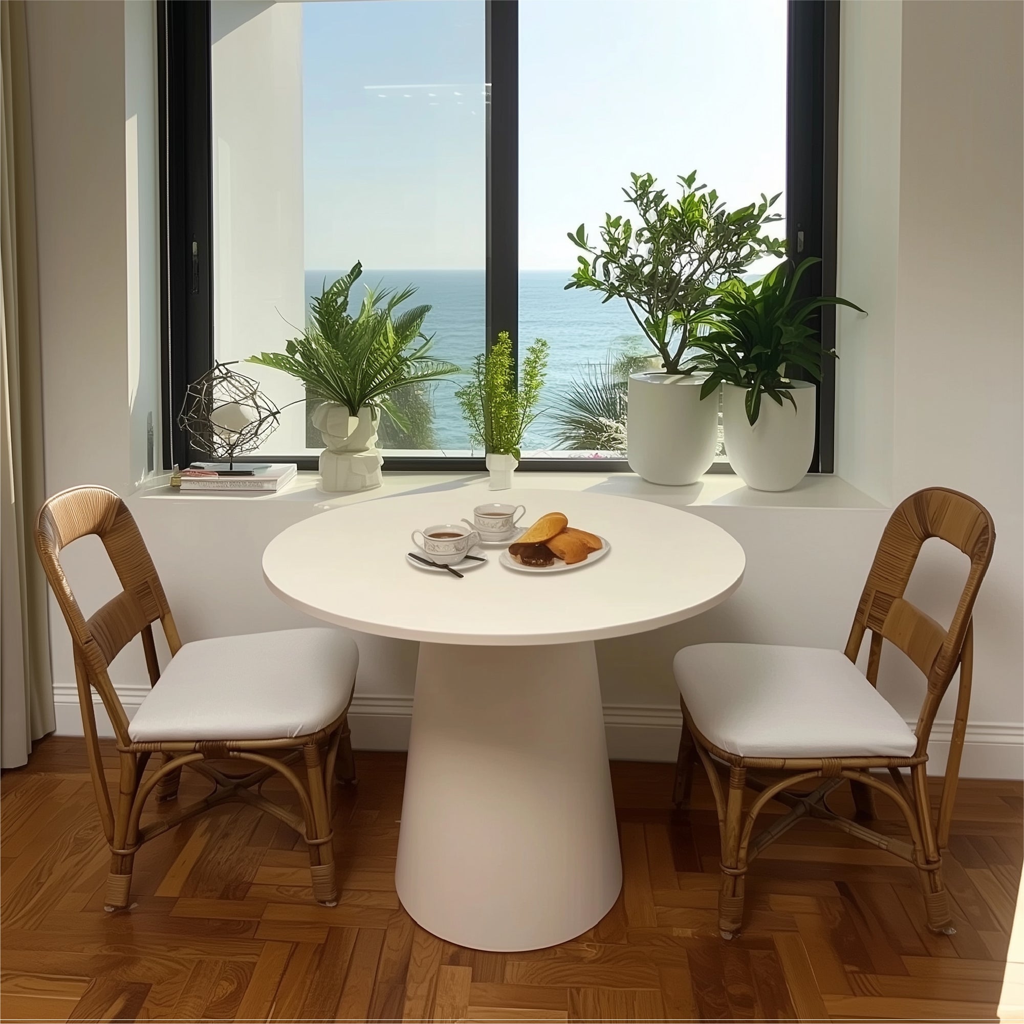 Dwen 35" Modern Round Pedestal Console Table