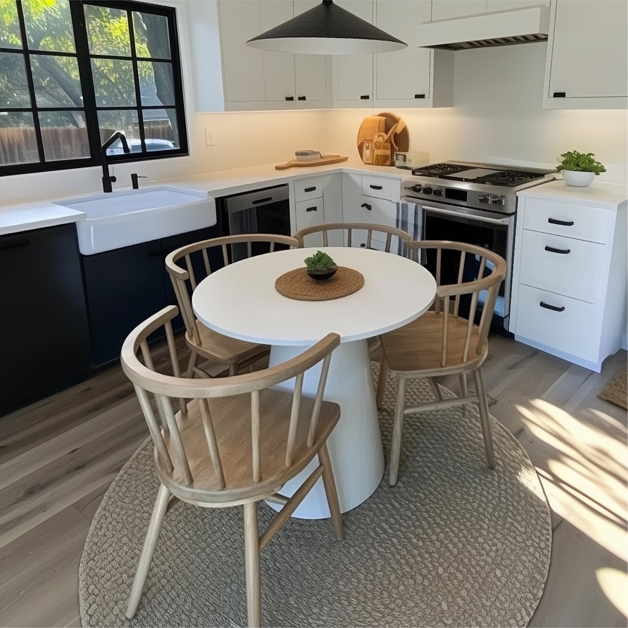 Dwen 35" Modern Round Pedestal Dining Table