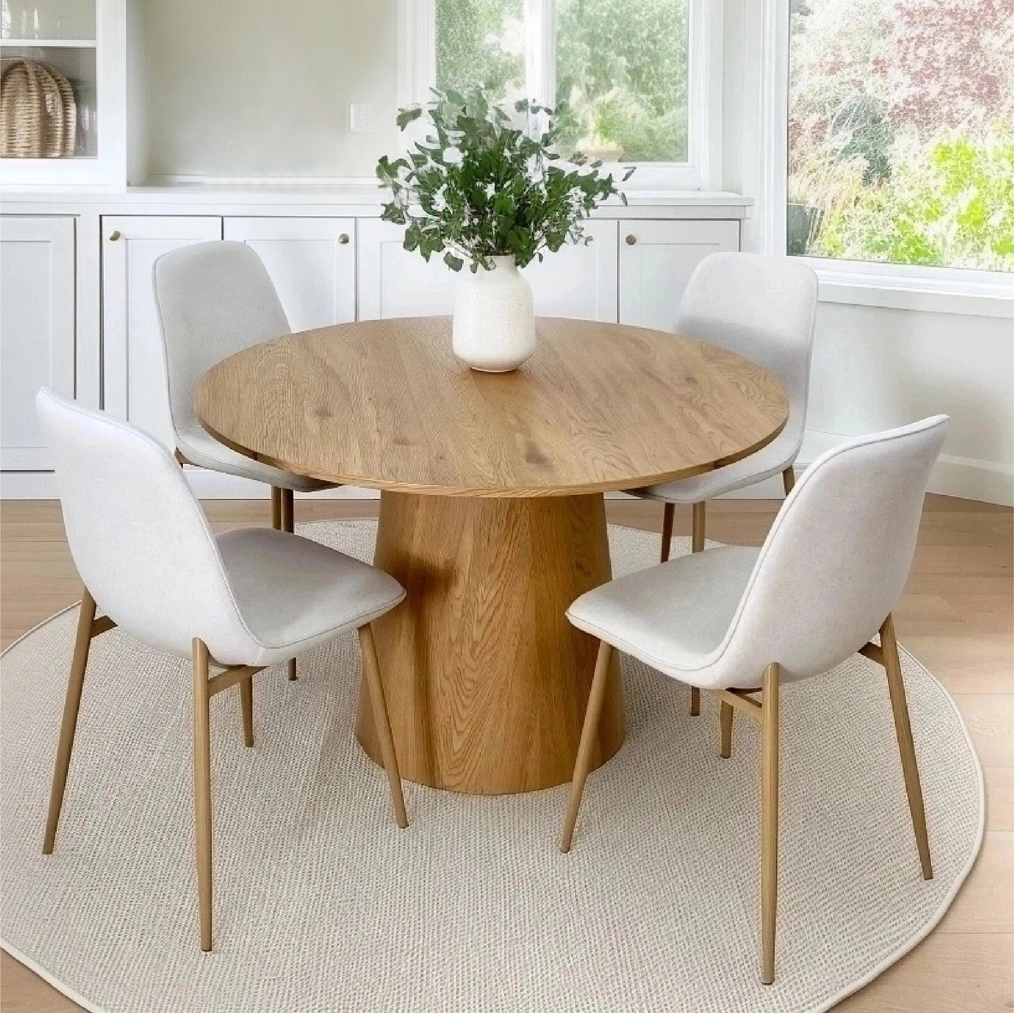 Dwen & Oslo 46" Round Dining Table Set for 4 (5-Piece)