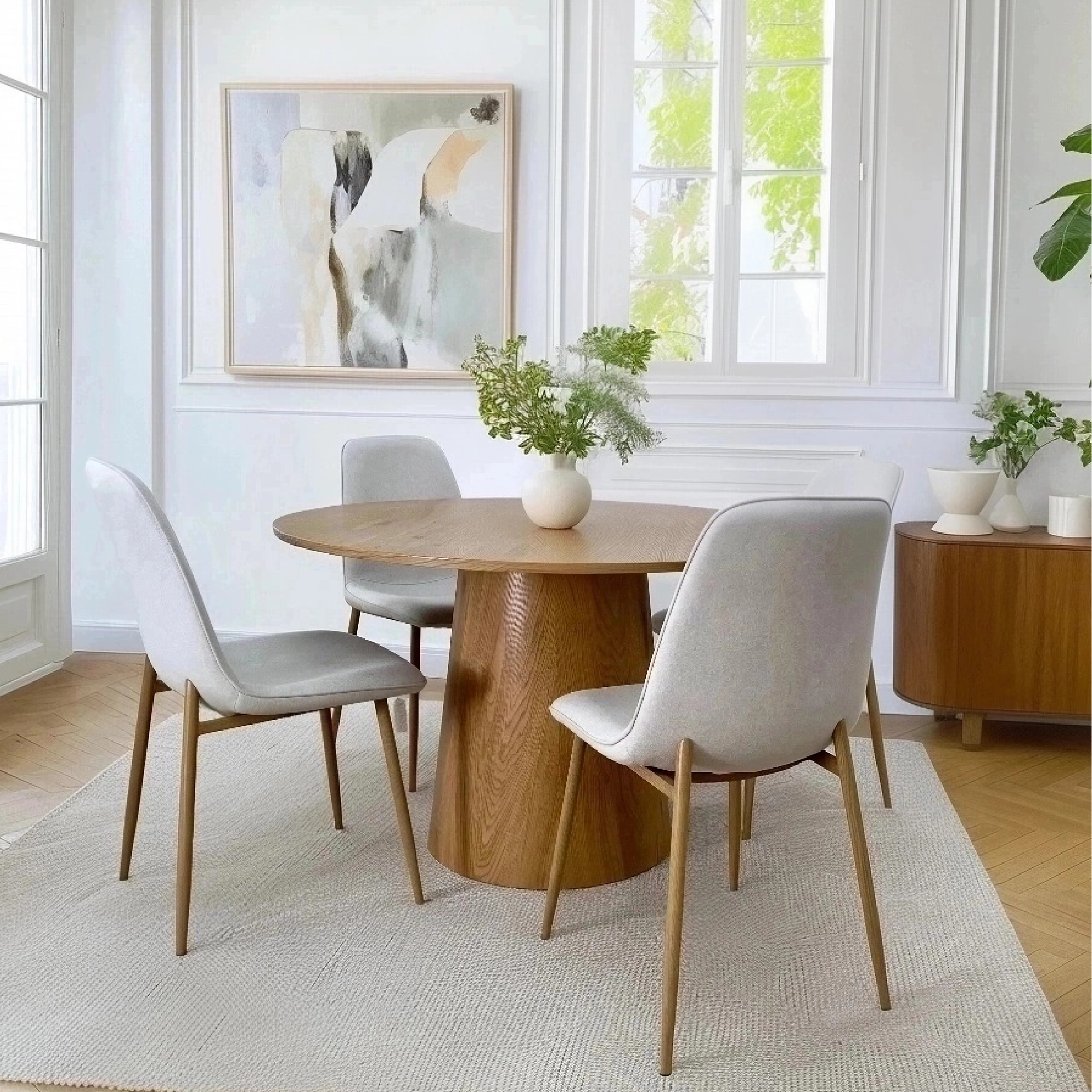 Dwen & Oslo 46" Round Dining Table Set for 4 (5-Piece)