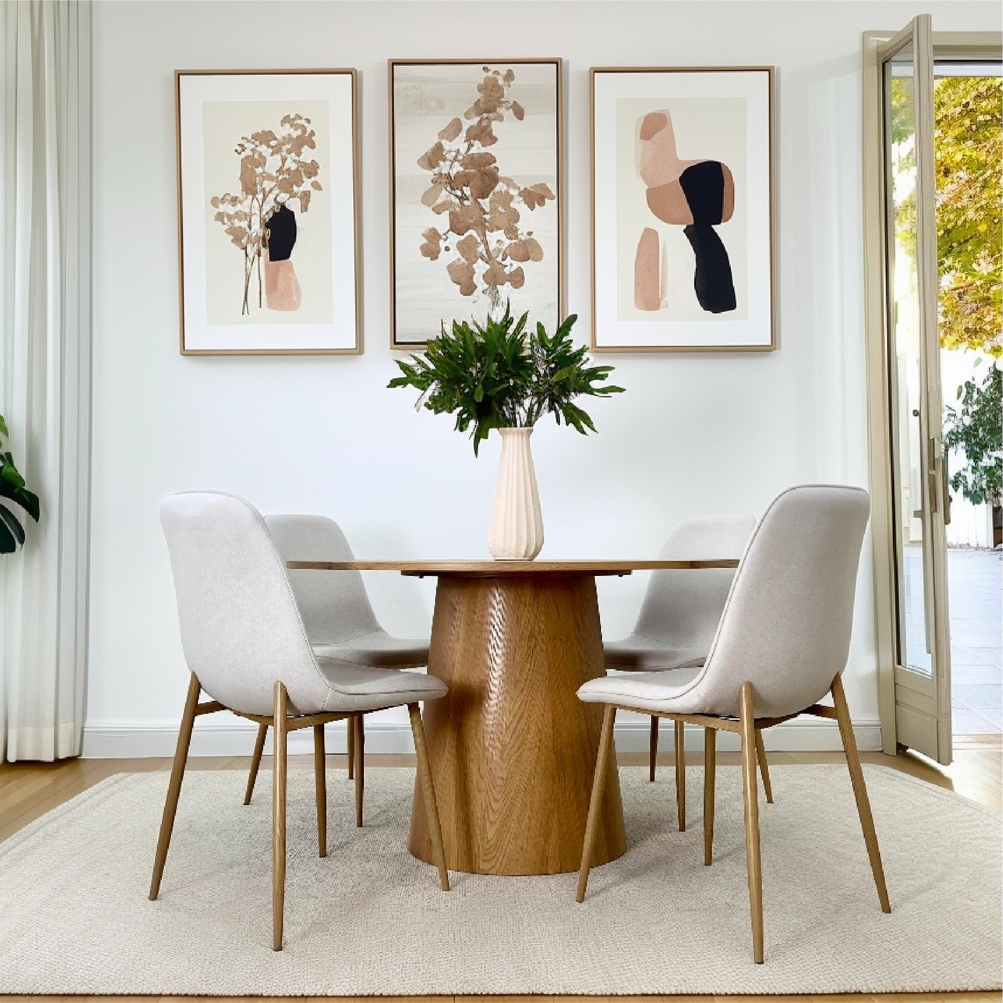 Dwen & Oslo 46" Round Dining Table Set for 4 (5-Piece)