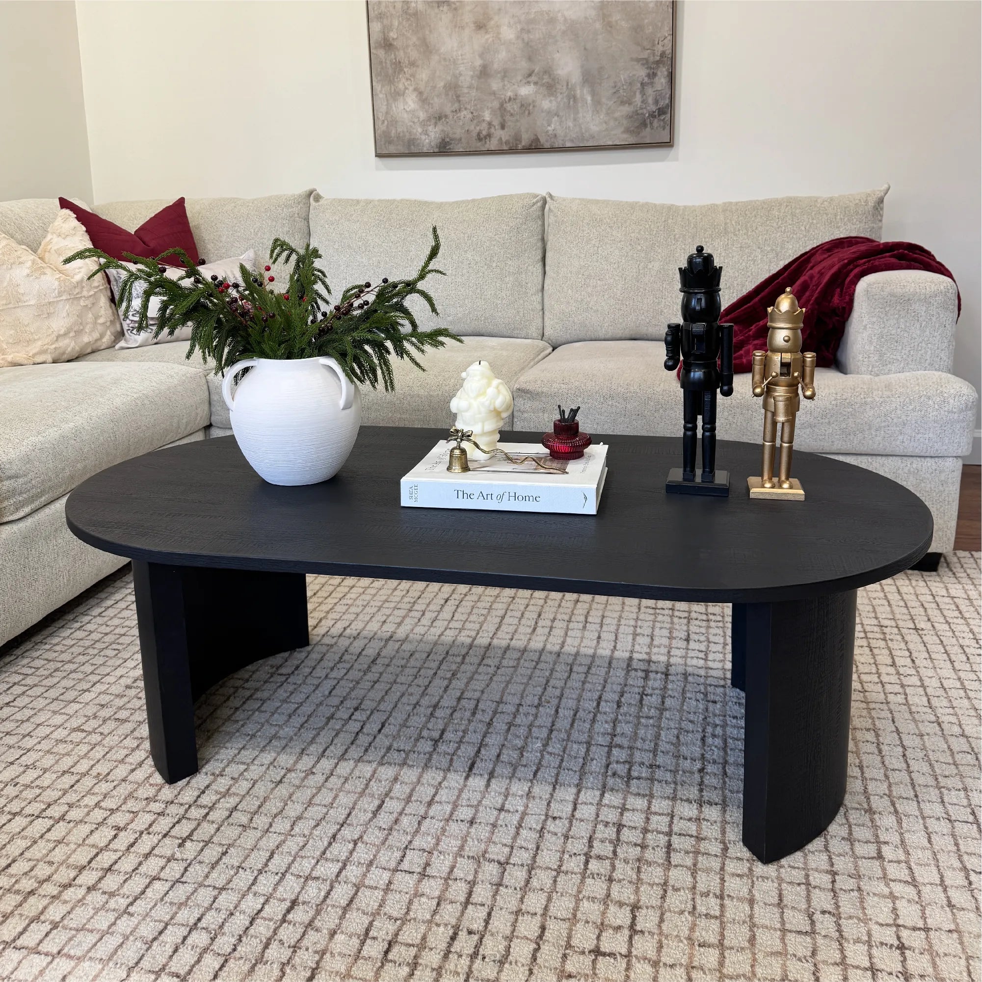 Dwen 51" Black Large Oval Coffee Table