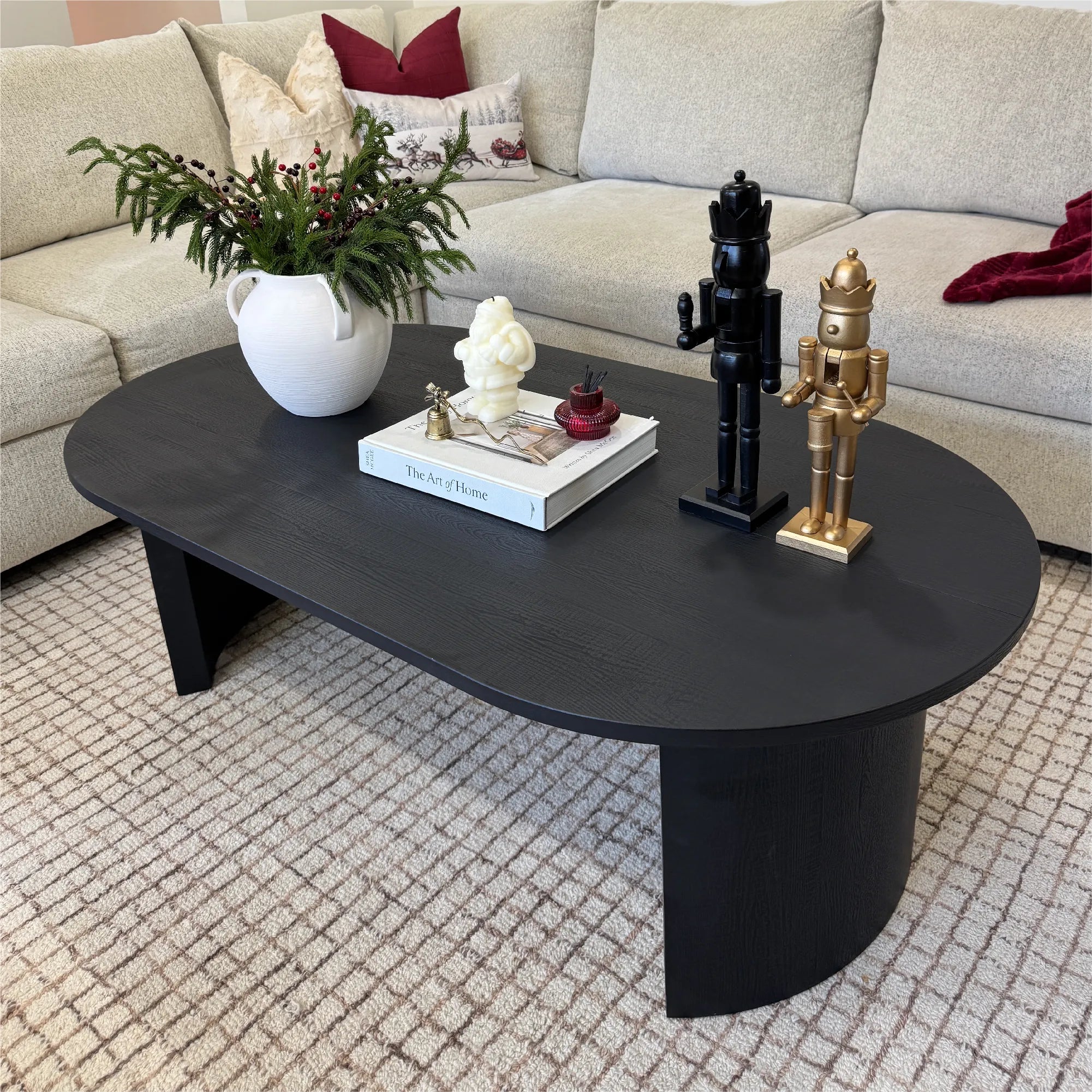 Dwen 51" Black Large Oval Coffee Table