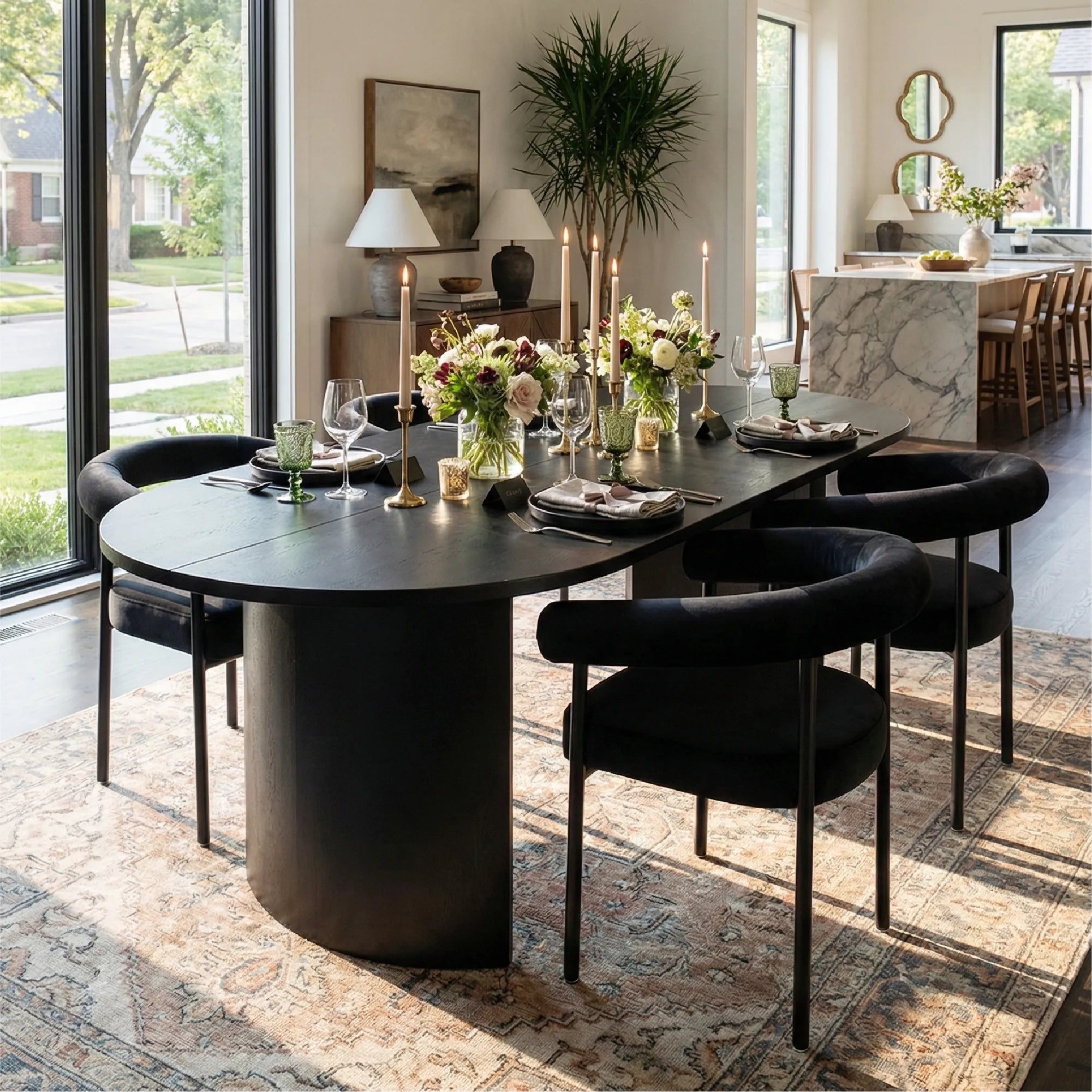 Dwen & New York 79" Oval Dining Table Set for 4 (5-Piece)