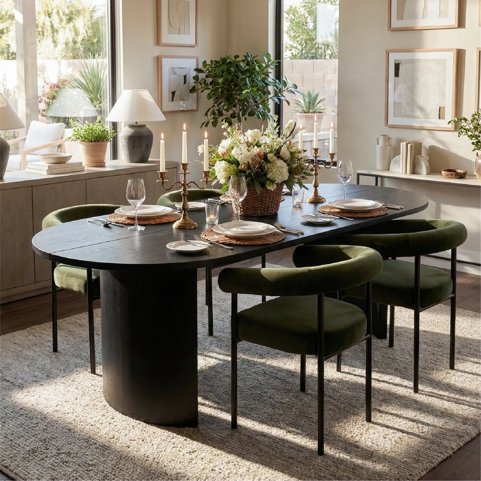 Dwen & New York 79" Oval Dining Table Set for 4 (5-Piece)