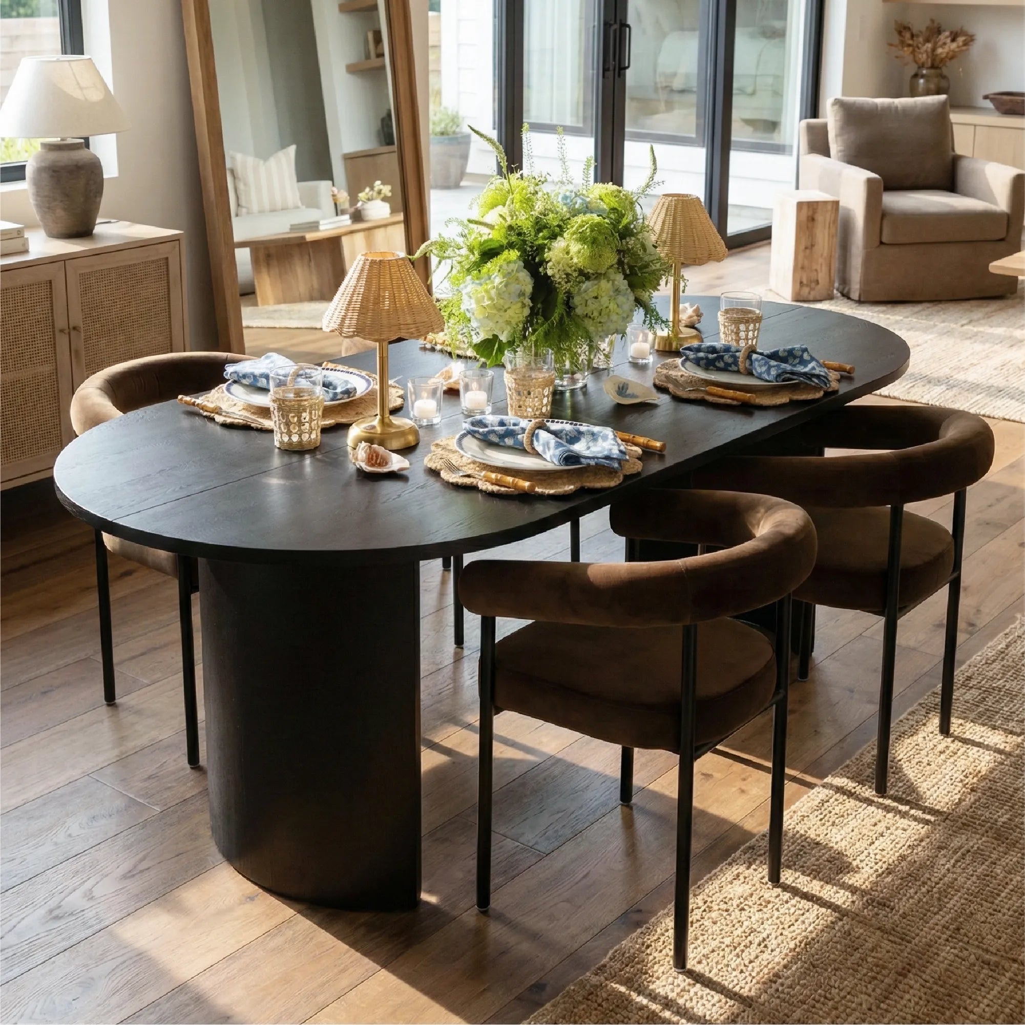 Dwen & New York 79" Oval Dining Table Set for 4 (5-Piece)