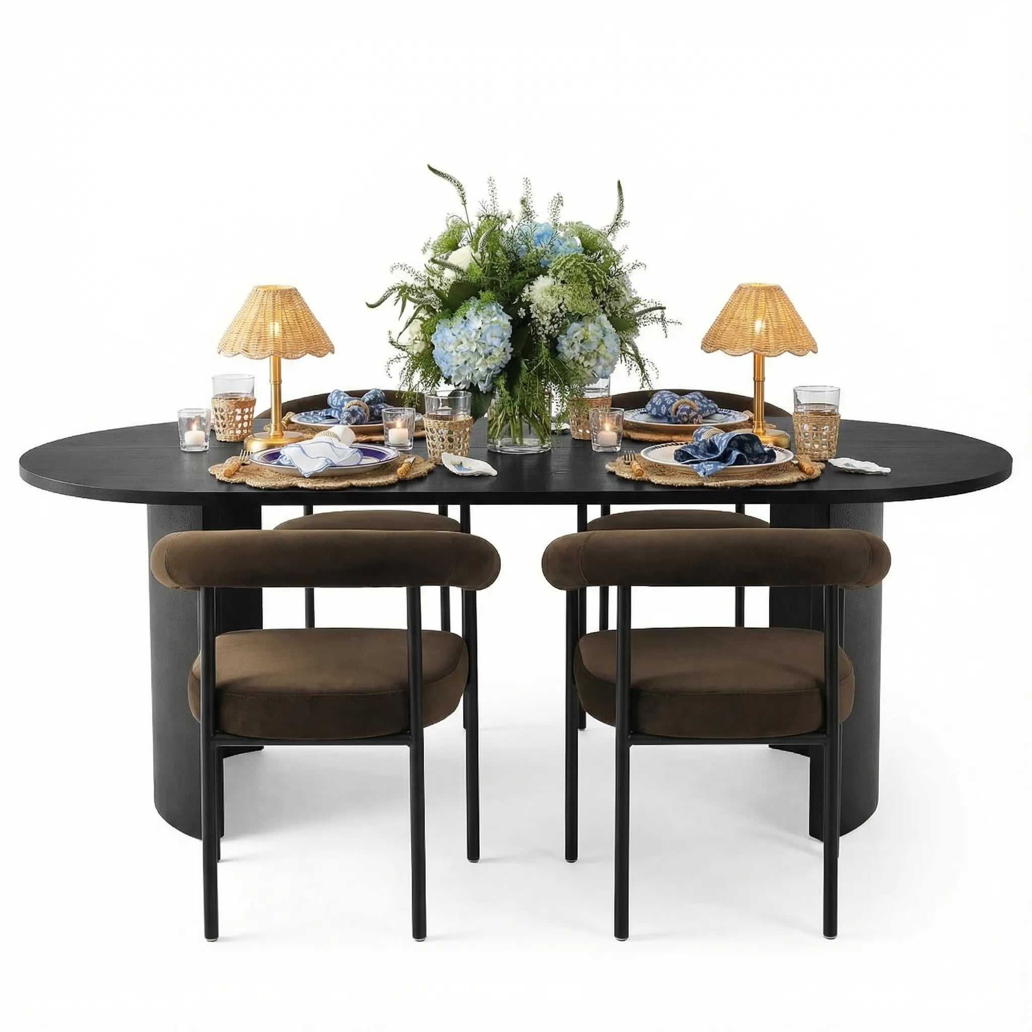 Dwen & New York 79" Oval Dining Table Set for 4 (5-Piece)