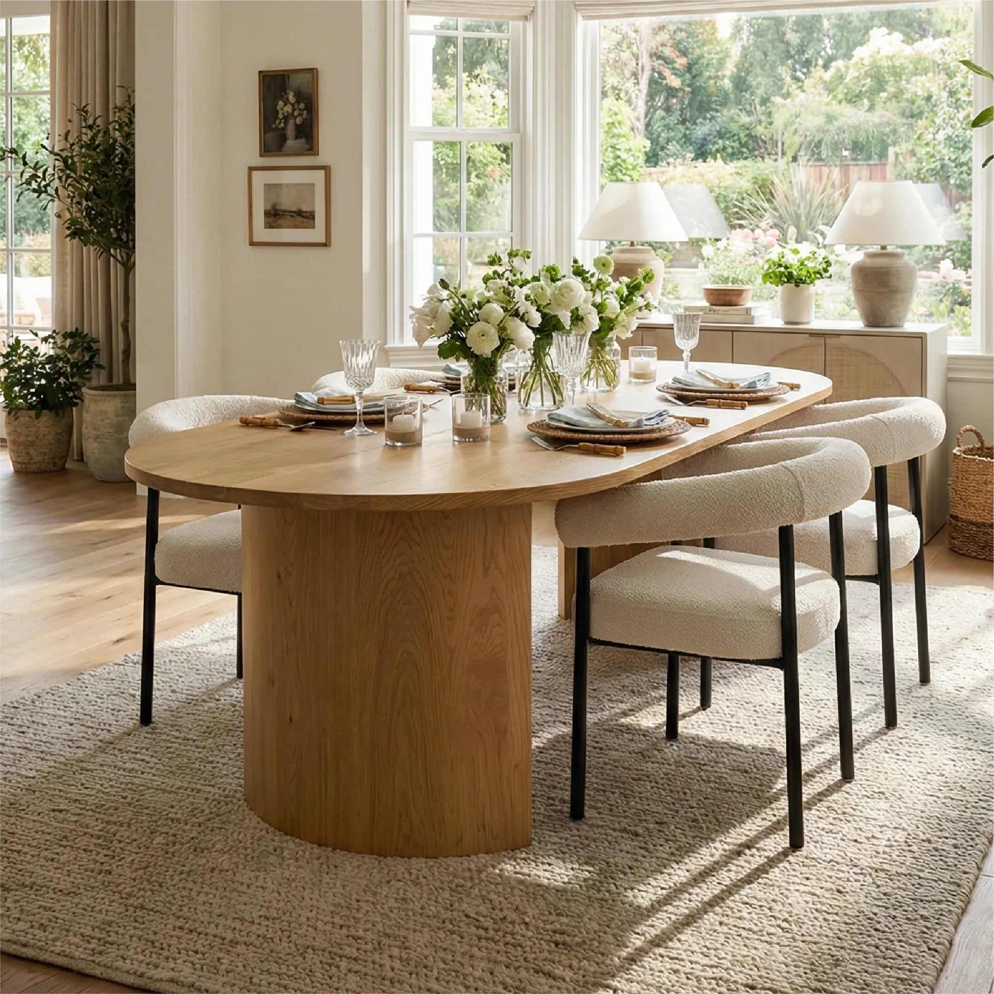 Dwen & New York 79" Oval Dining Table Set for 4 (5-Piece)