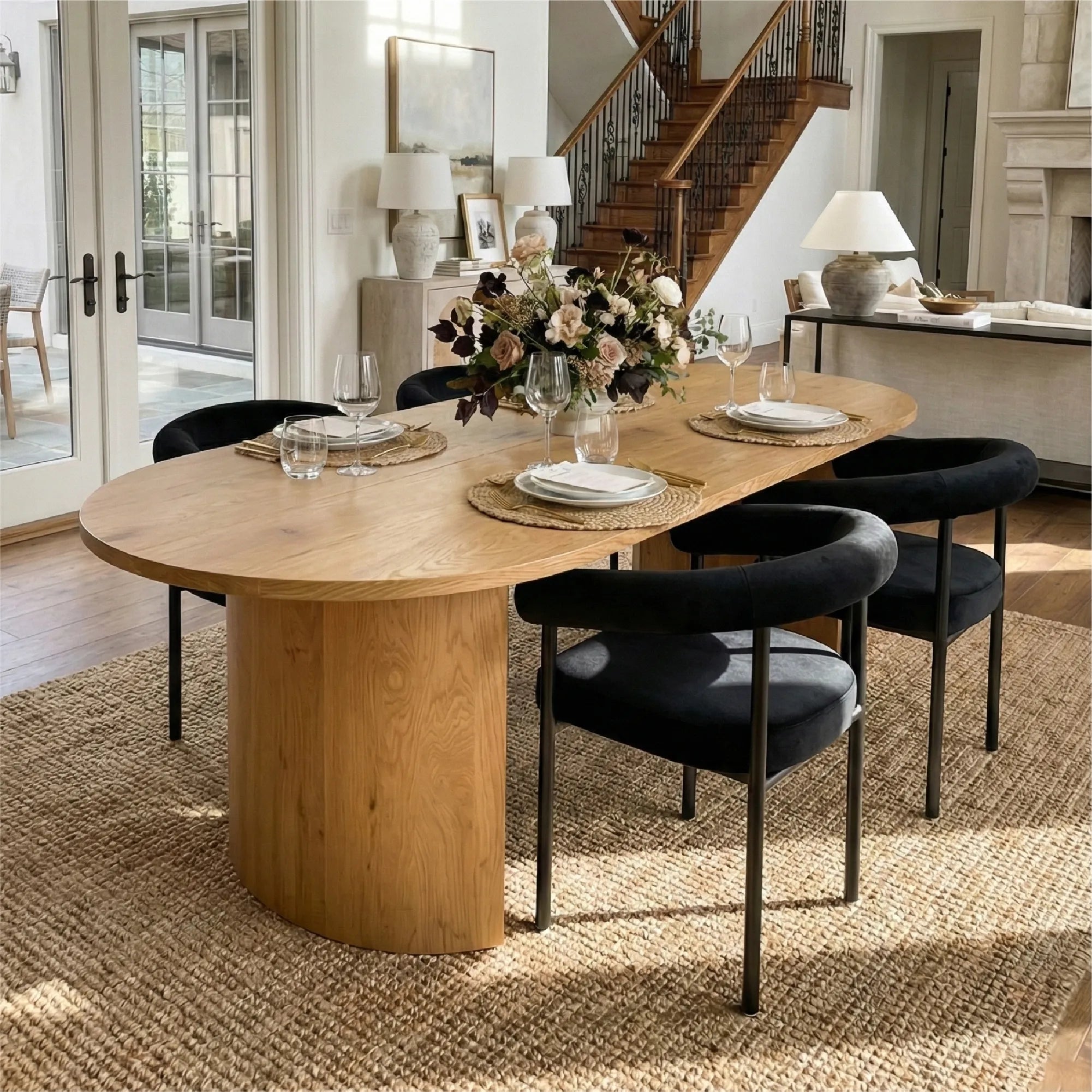 Dwen & New York 79" Oval Dining Table Set for 4 (5-Piece)