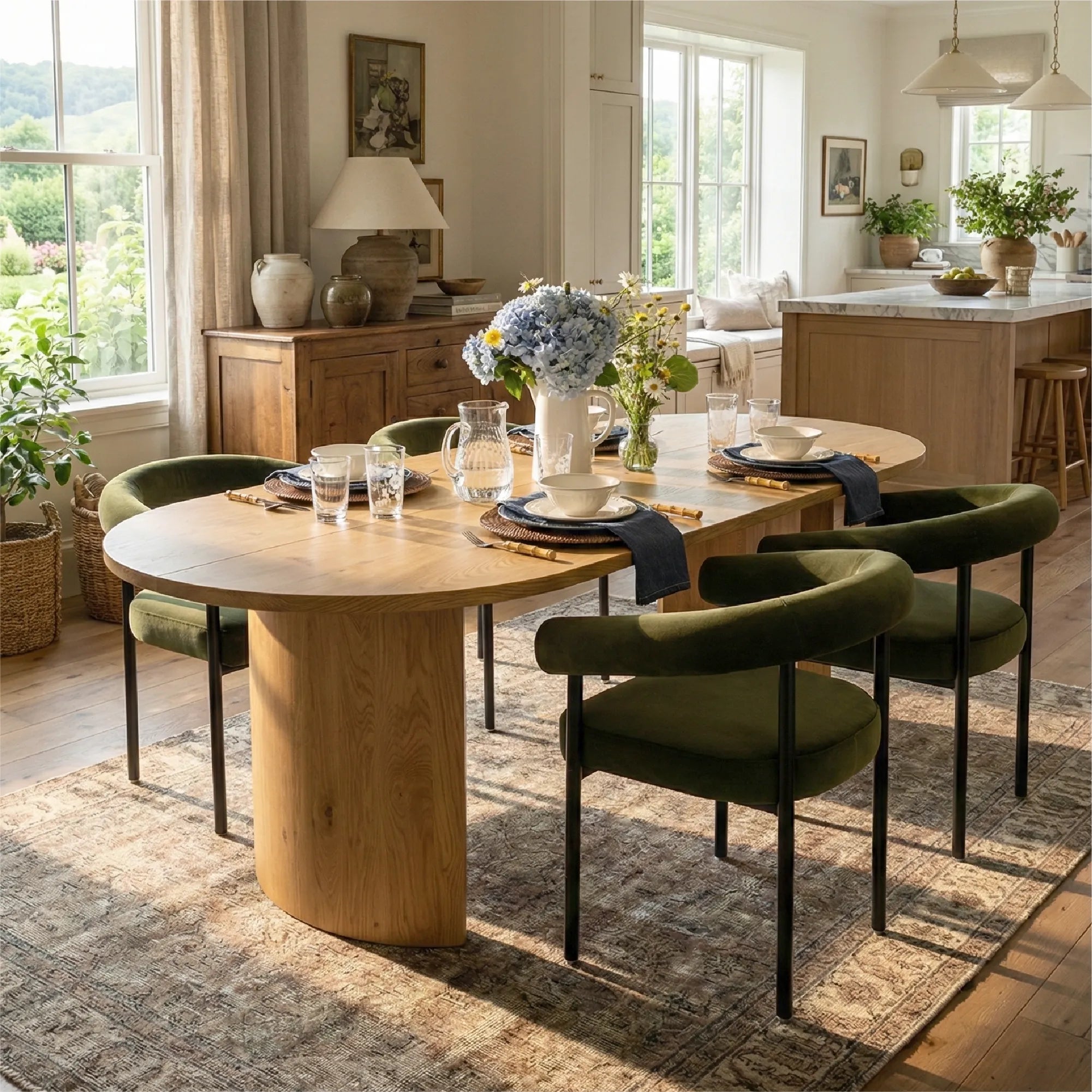 Dwen & New York 79" Oval Dining Table Set for 4 (5-Piece)