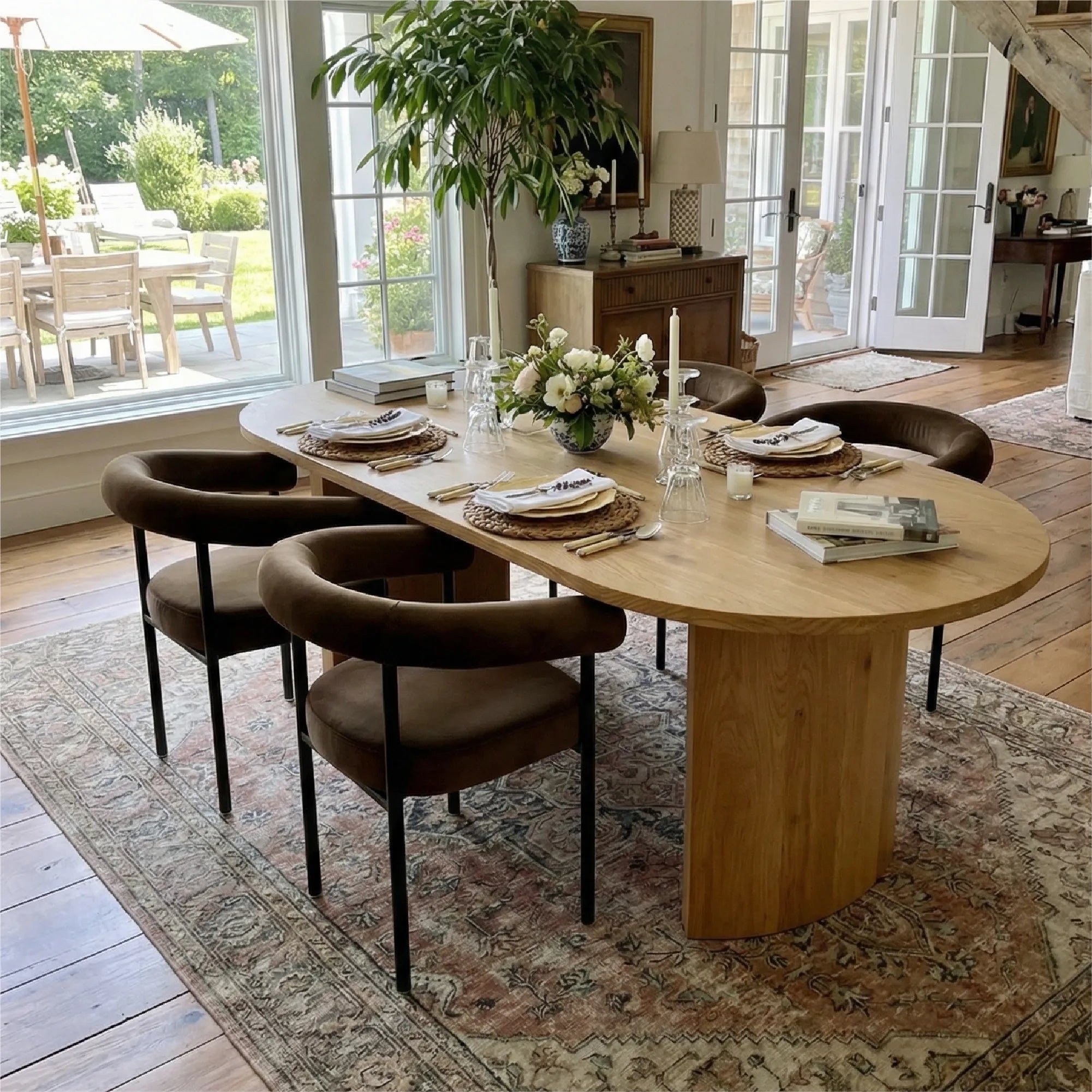 Dwen & New York 79" Oval Dining Table Set for 4 (5-Piece)