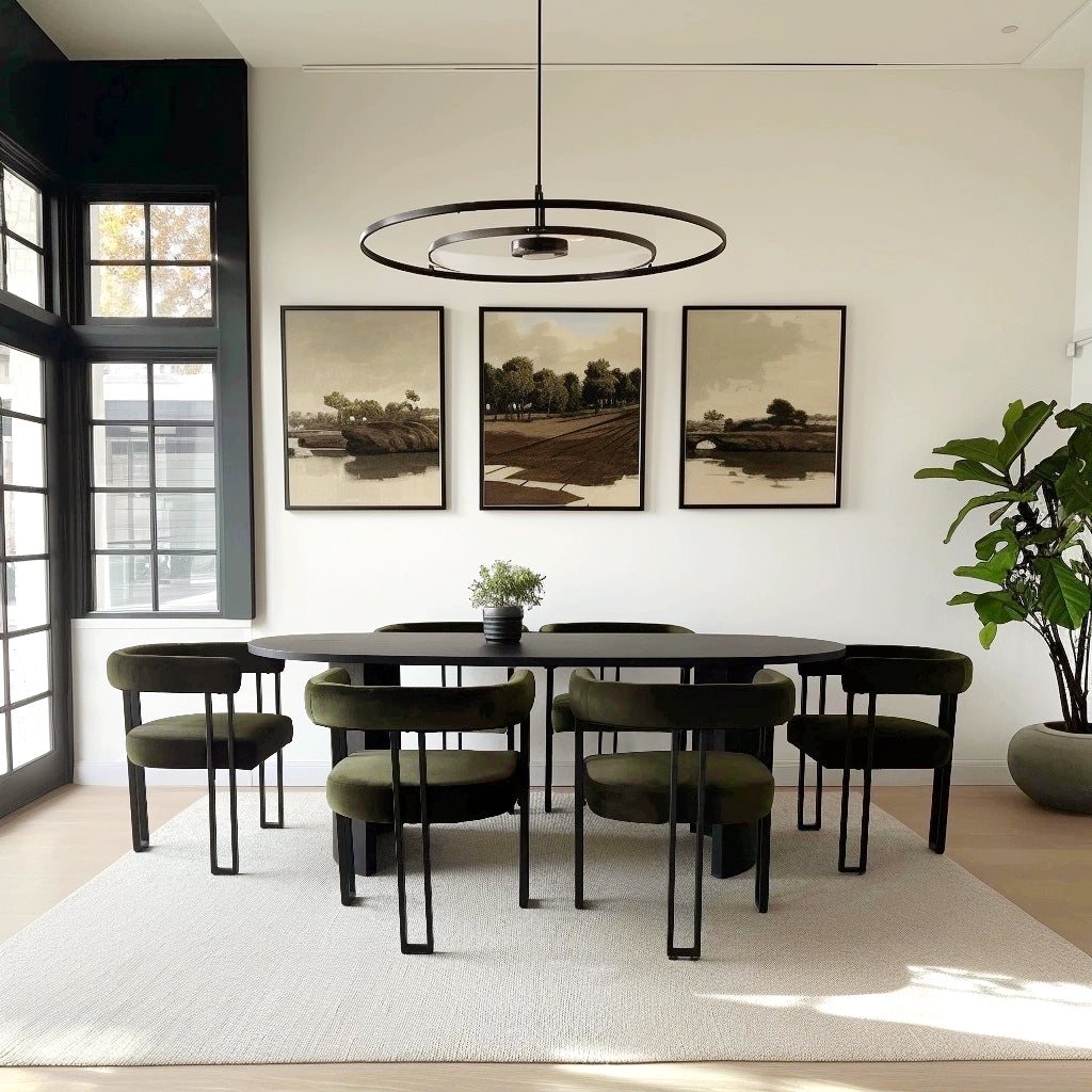 Dwen & Mia 79" Velvet Oval Dining Table Set for 6 (7-Piece)