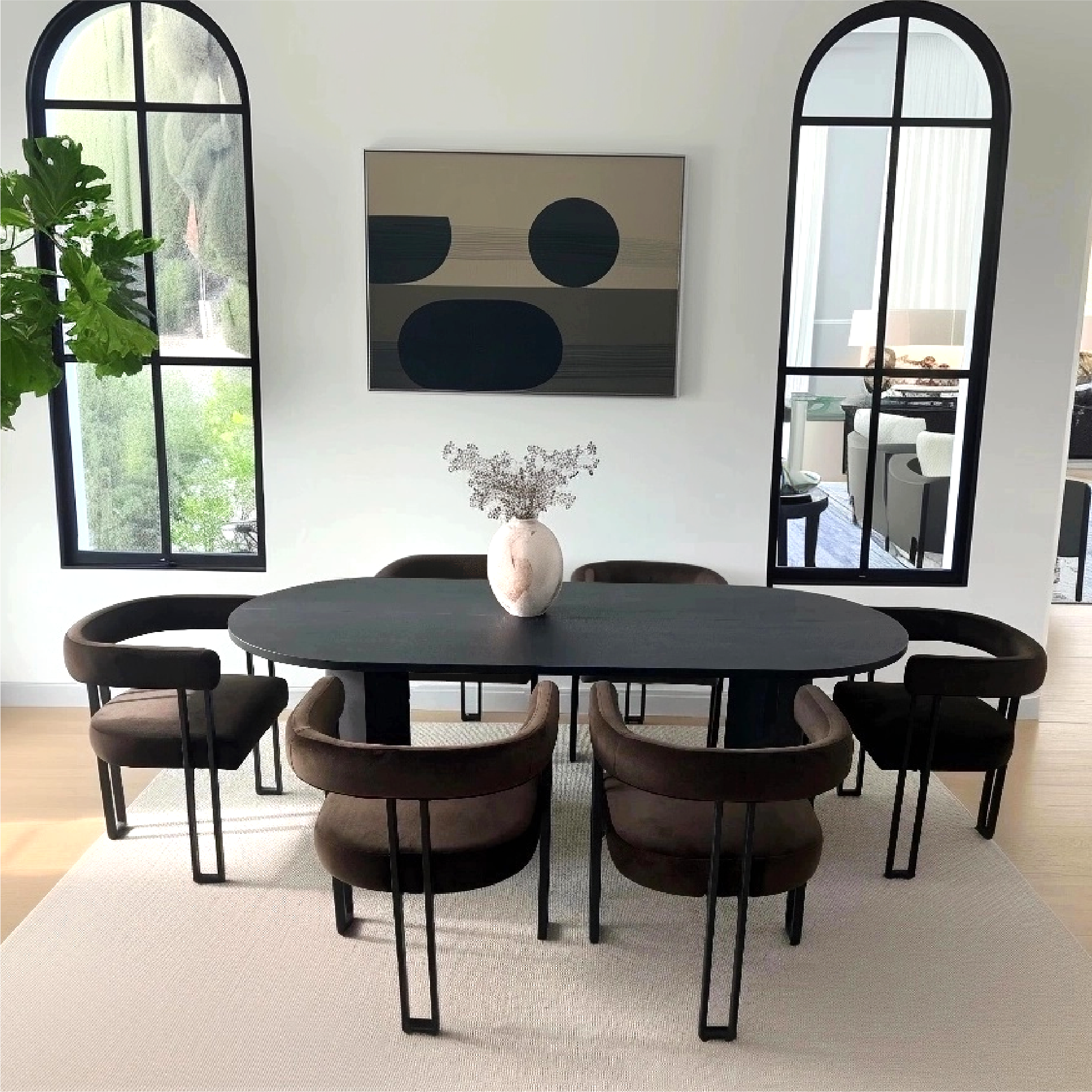 Dwen & Mia 79" Velvet Oval Dining Table Set for 6 (7-Piece)