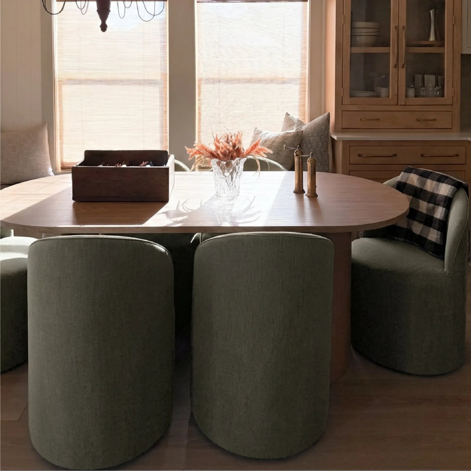 Dwen & Doris 79" Natural Oval Dining Table Set for 6 (7-Piece)