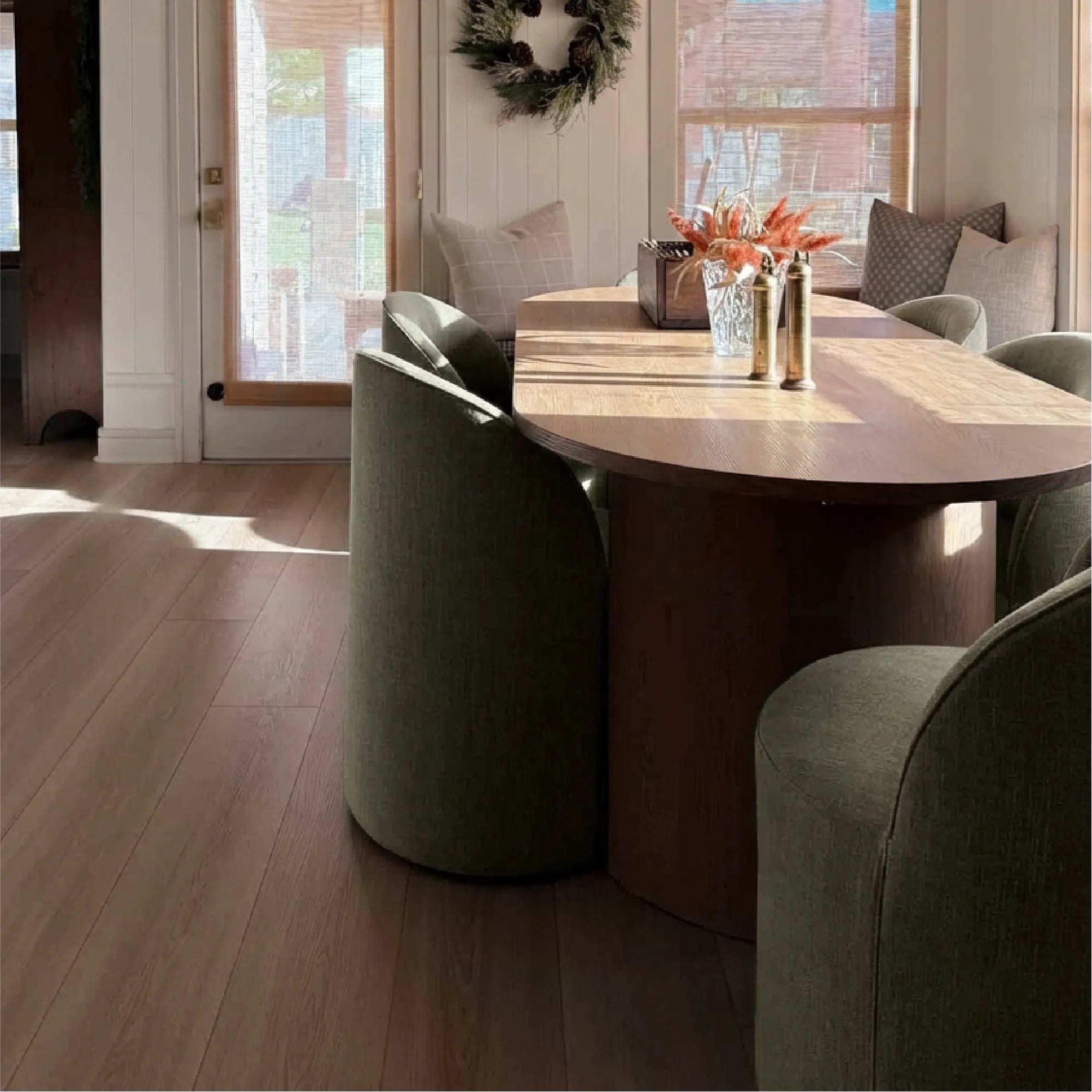 Dwen & Doris 79" Natural Oval Dining Table Set for 6 (7-Piece)