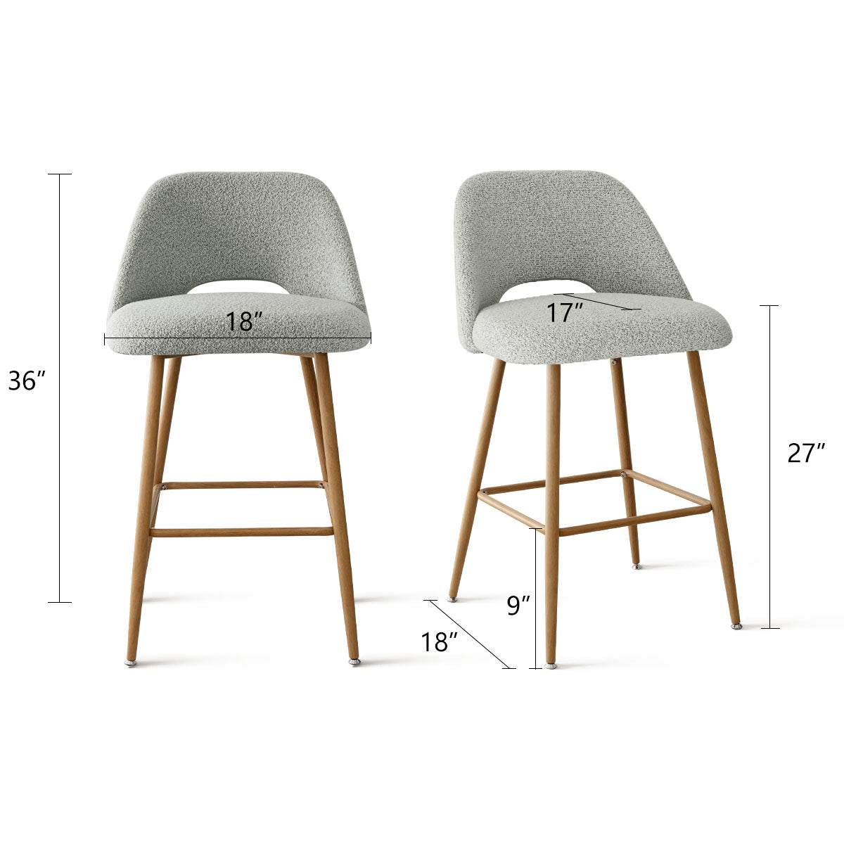 Edwin Boucle Upholstered Counter Stool (Set of 4)