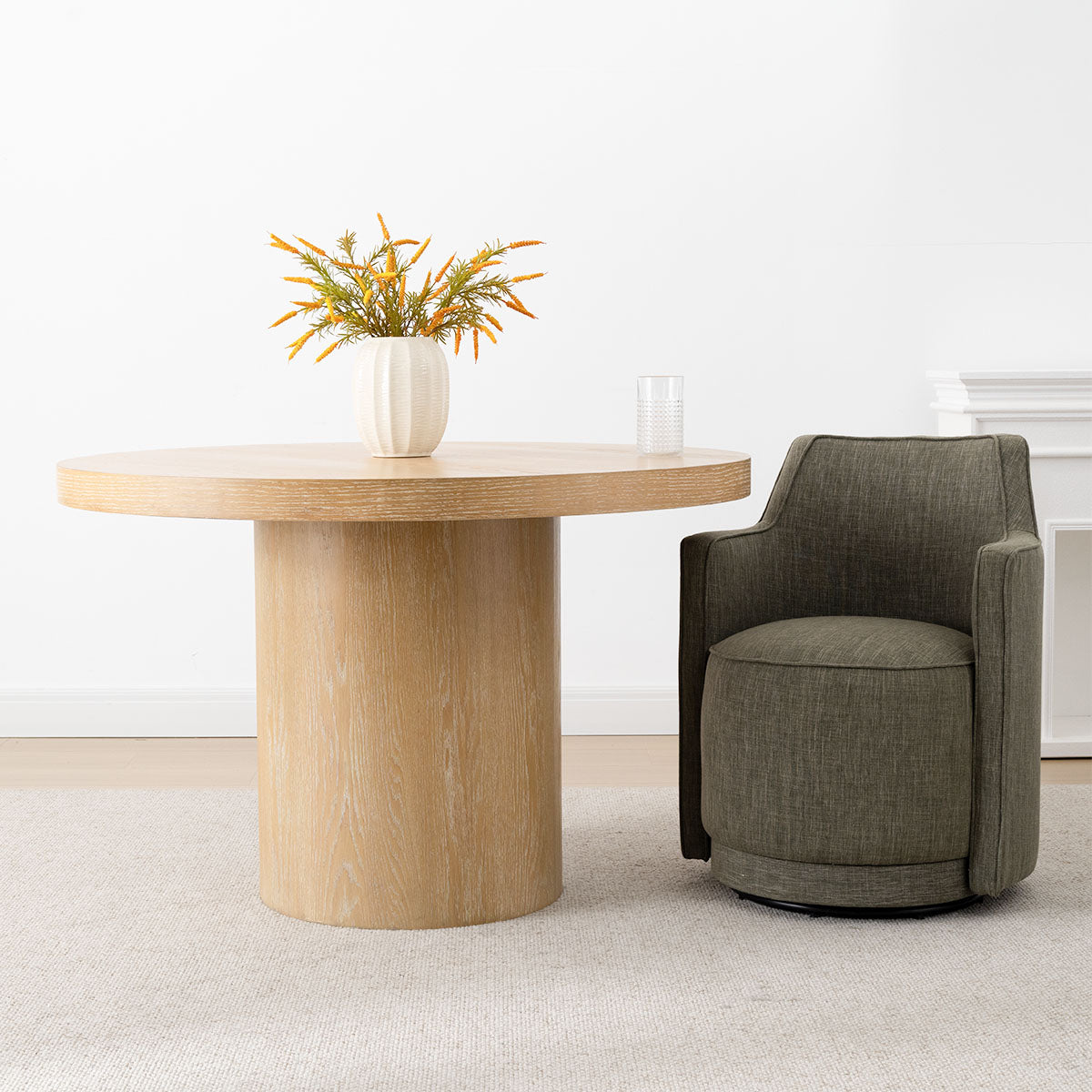 Elon 47" Solid Oak Round Pedestal Dining Table