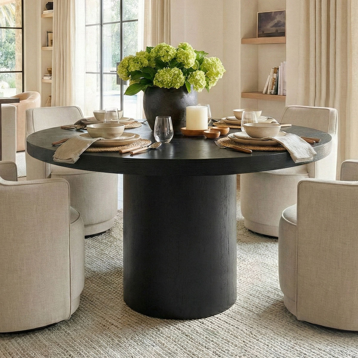 Elon 47" Solid Oak Round Pedestal Dining Table