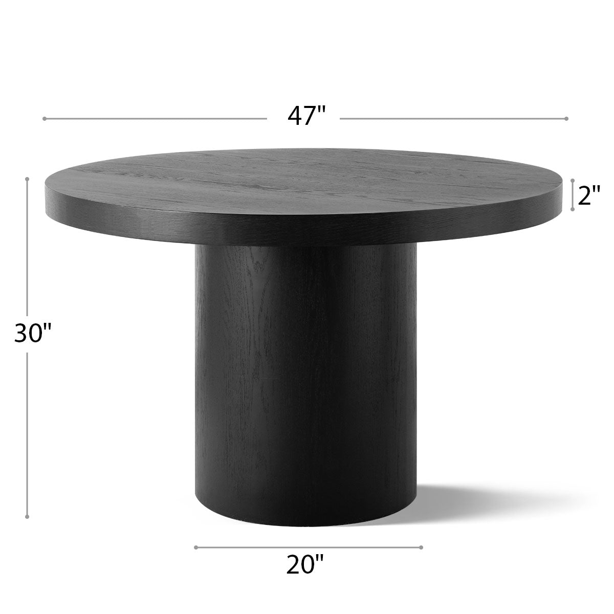 Elon 47" Solid Oak Round Pedestal Dining Table