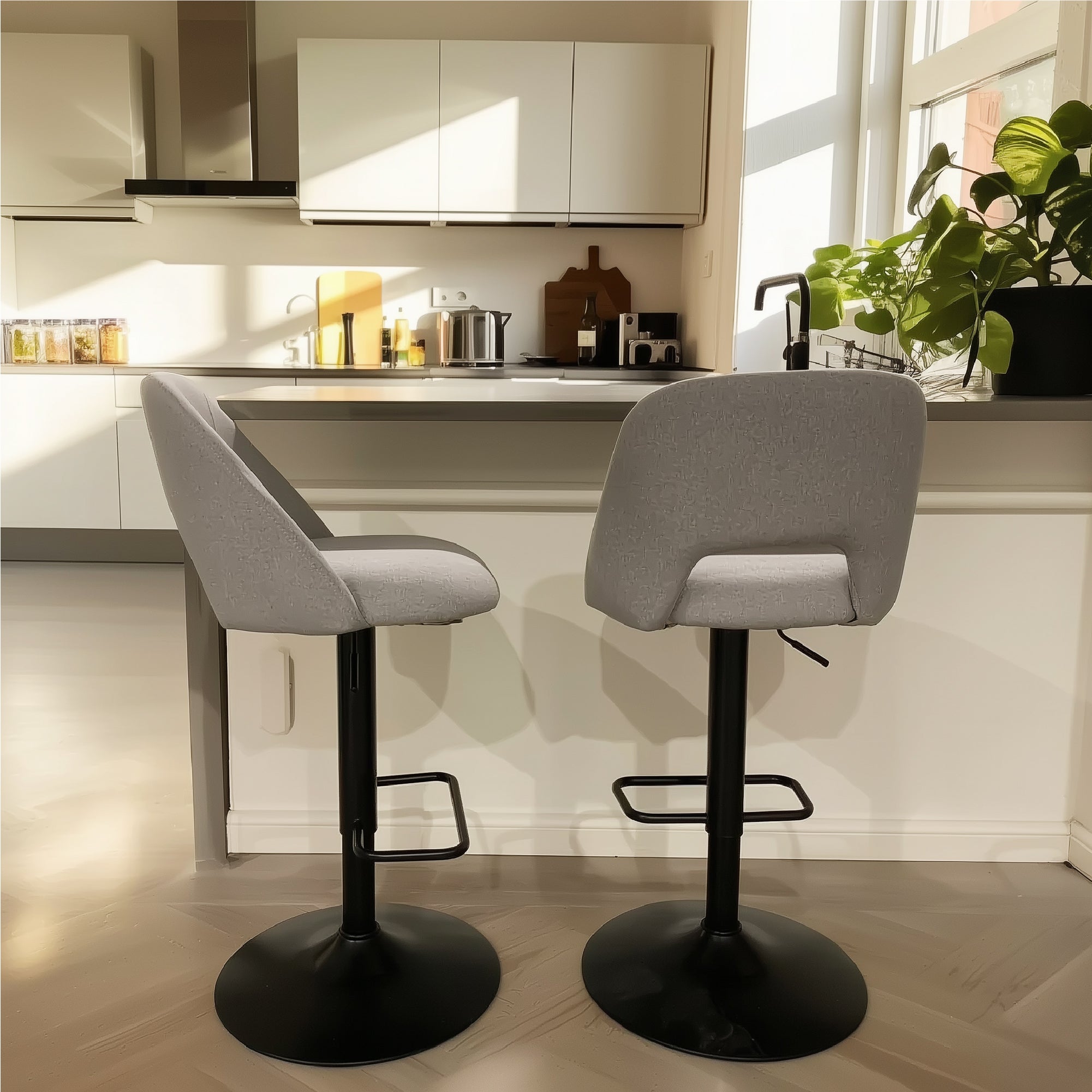 Edwin Upholstered Swivel Adjustable Bar Stool (Set of 2)