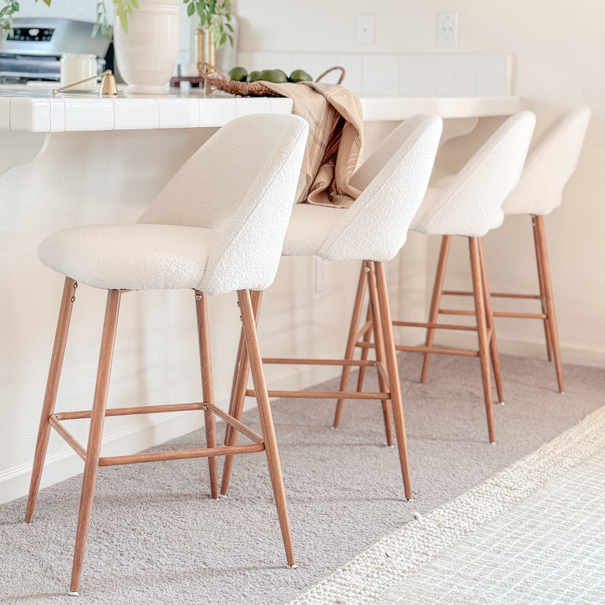 Edwin Boucle Upholstered Counter Stool (Set of 4)